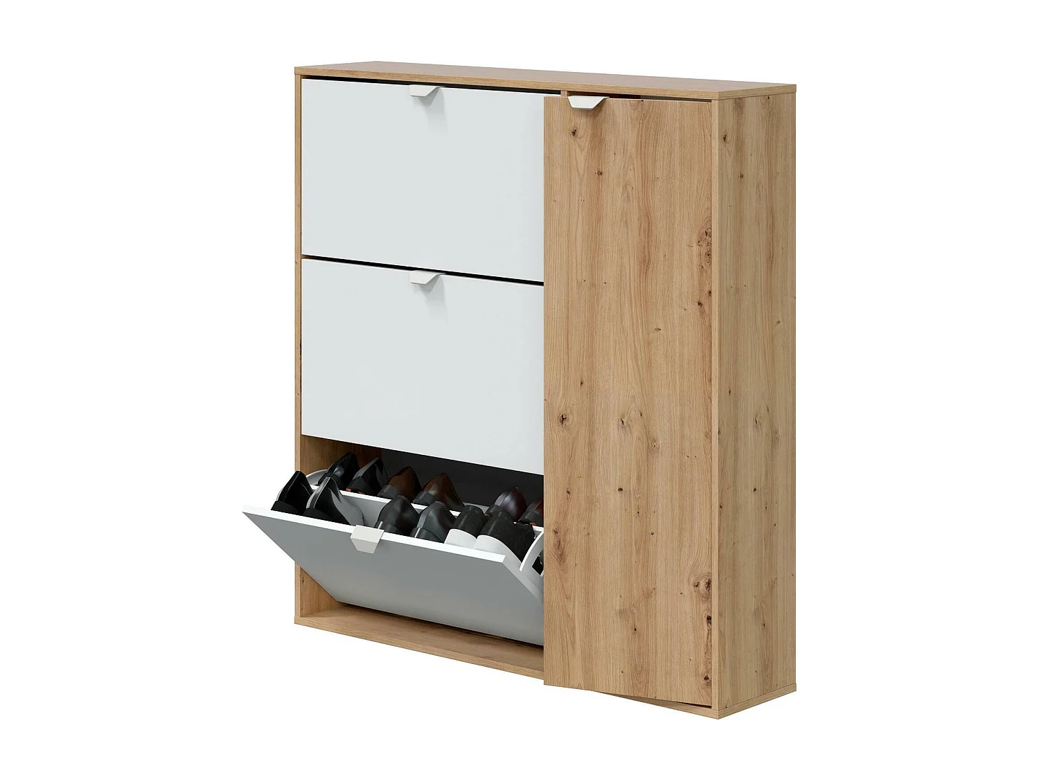 Dmora Scarpiera Tok 24x105x112h cm Marrone Rovere 30 Paia 4 Ante, Mobile Portascarpe 11 Vani