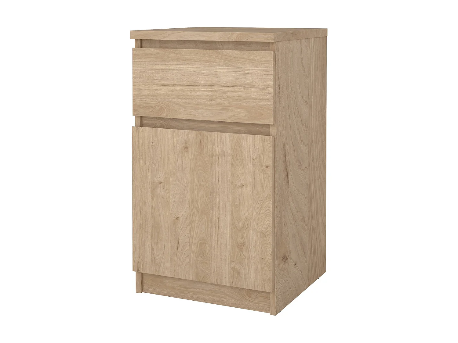 Mesa de noche Francoise, Cómoda baja, Mesilla de noche, Estante de la cama, 40x40 h70 cm, Roble
