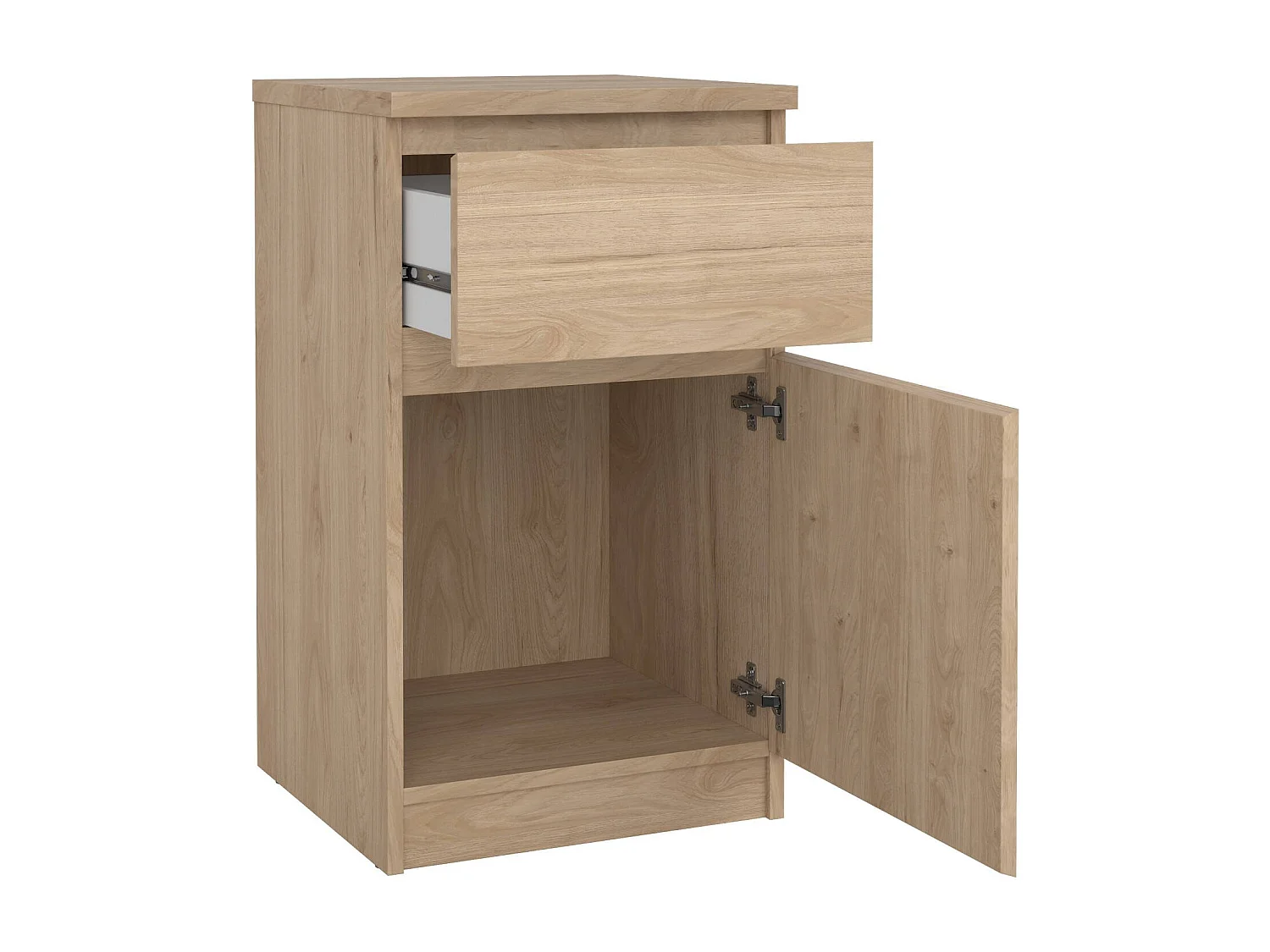 Mesa de noche Francoise, Cómoda baja, Mesilla de noche, Estante de la cama, 40x40 h70 cm, Roble