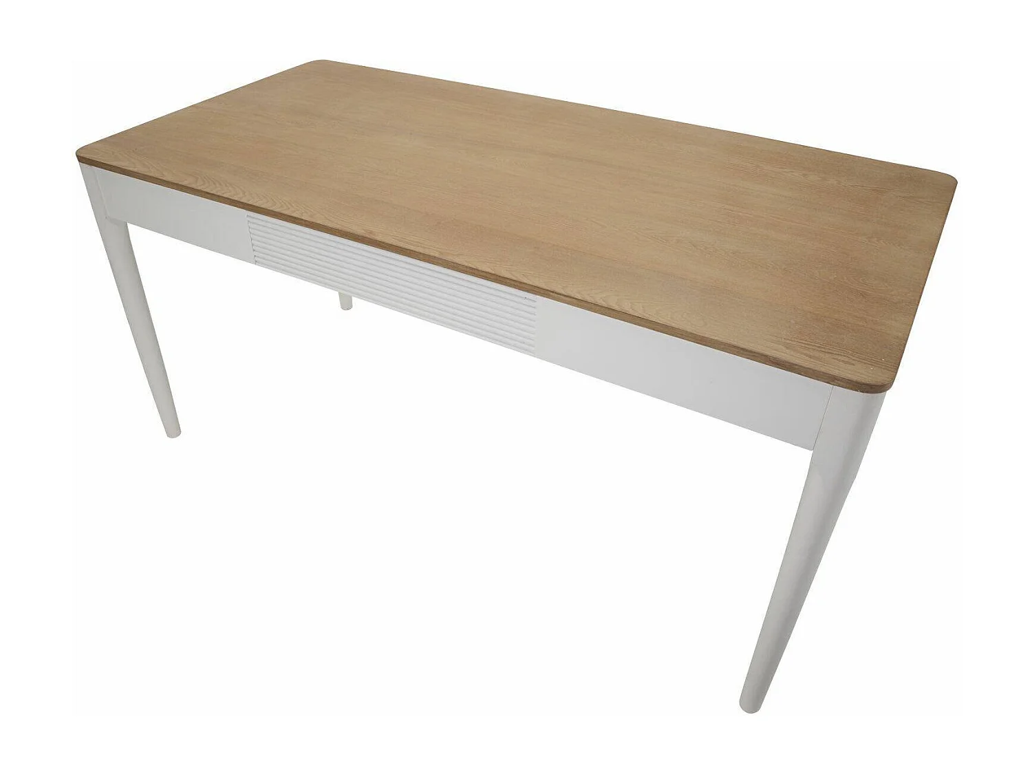 Table fixe Dindga, Etagère de cuisine, Consolle à manger, Table rectangulaire fixe, 180x60 h80 cm, Blanc et marron