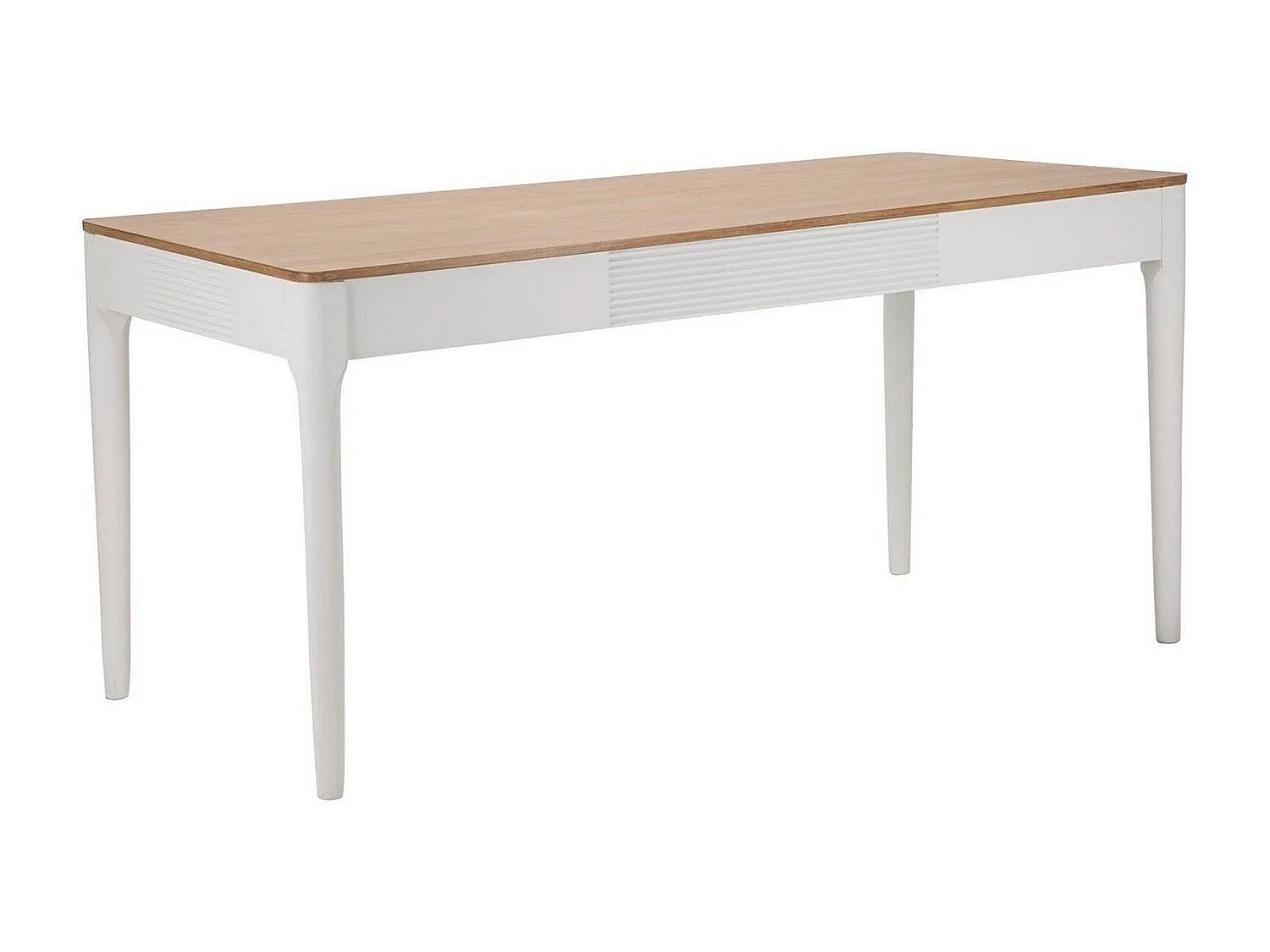Dindga vaste tafel, Keukenplank, Eetkamerconsole, Vaste rechthoekige plank, 180x60 h80 cm, Wit en Bruin