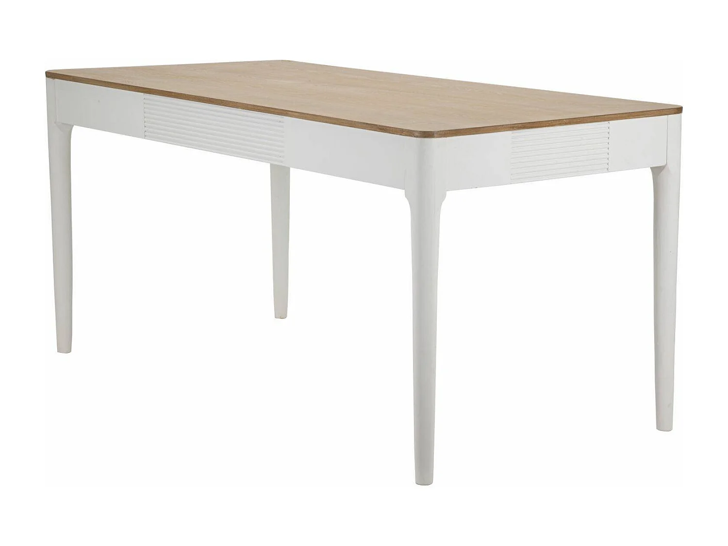 Dindga vaste tafel, Keukenplank, Eetkamerconsole, Vaste rechthoekige plank, 180x60 h80 cm, Wit en Bruin