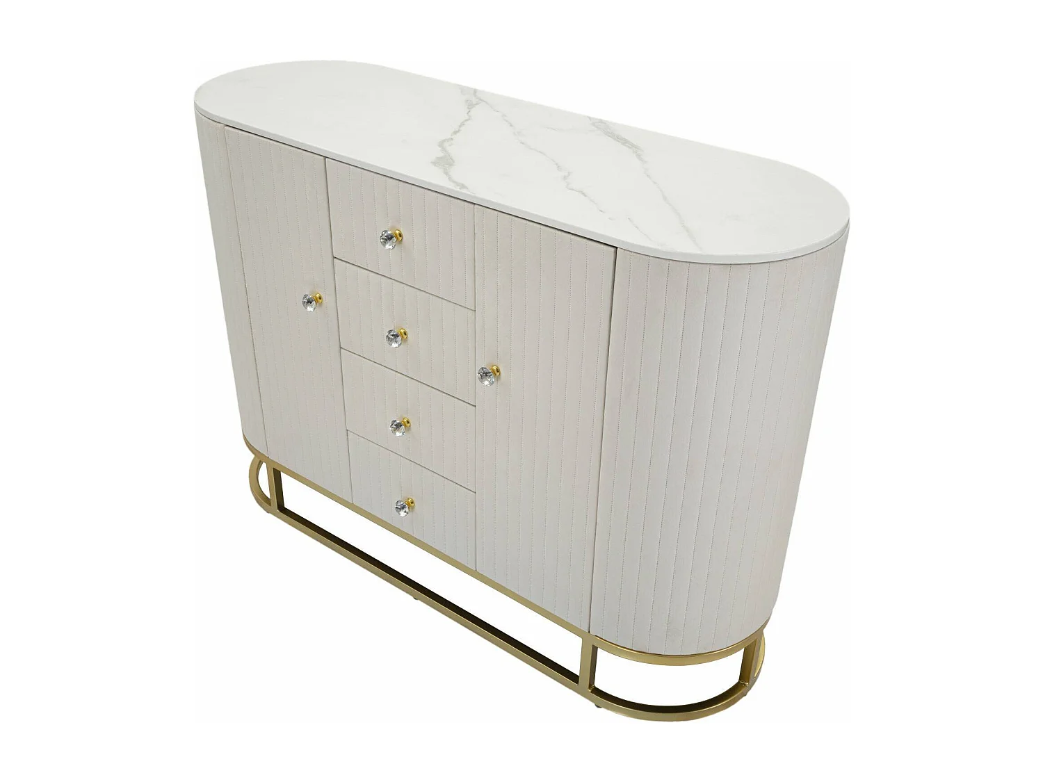 Buffet Lodovico, Buffet du salon, Commode de salon, Garde-manger de cuisine, 120x40 h85 cm, Crème et Blanc