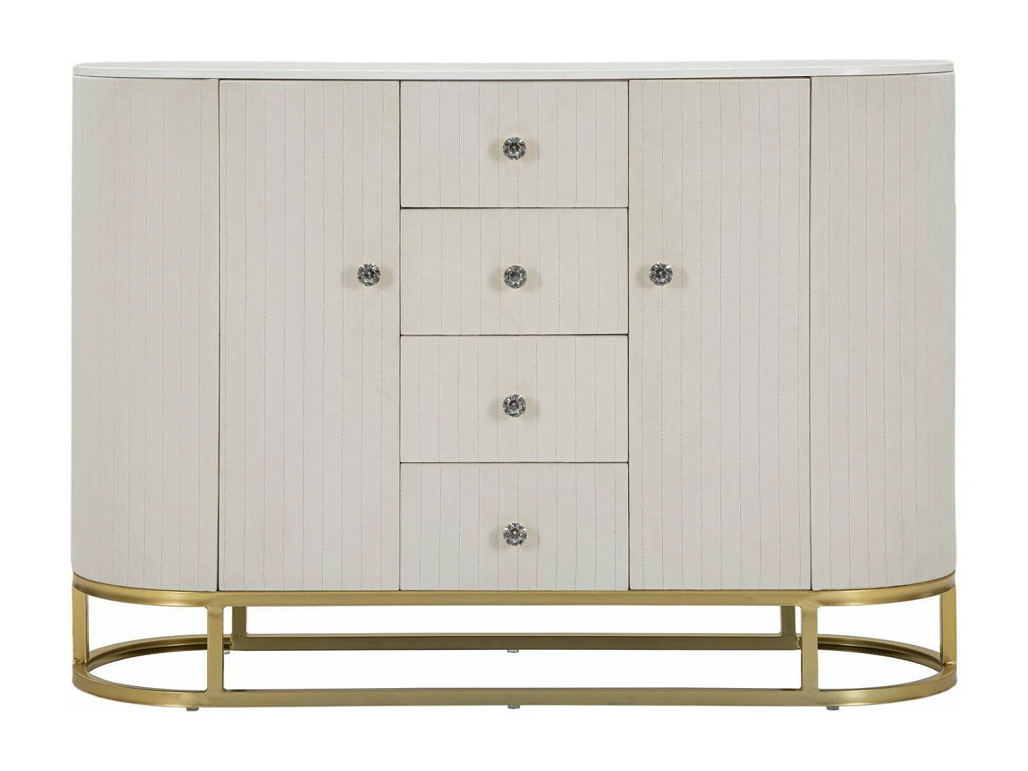 Buffet Lodovico, Buffet du salon, Commode de salon, Garde-manger de cuisine, 120x40 h85 cm, Crème et Blanc