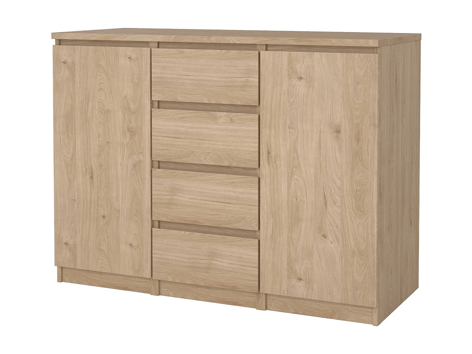 Buffet Dsalmas, Buffet du salon, Commode de salon, Garde-manger de cuisine, 121x50 h91 cm, Chêne clair