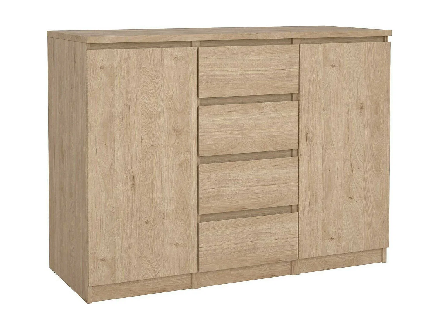 Buffet Dsalmas, Buffet du salon, Commode de salon, Garde-manger de cuisine, 121x50 h91 cm, Chêne clair