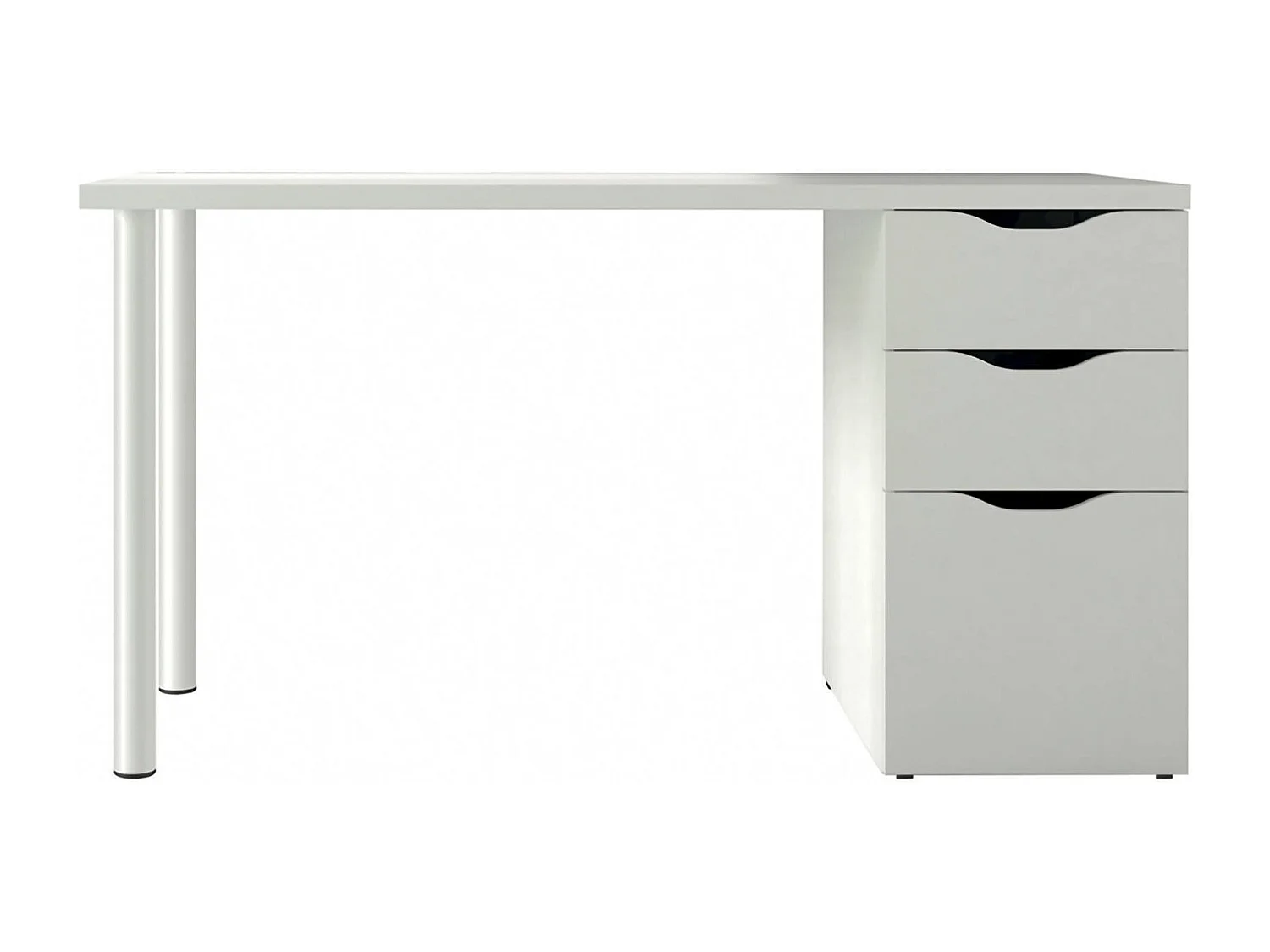 Ddamic Bureau, Multifunctioneel omkeerbaar bureau, Studeertafel met ladekast met 2 laden en 1 deur, 138x60h74 cm, Wit