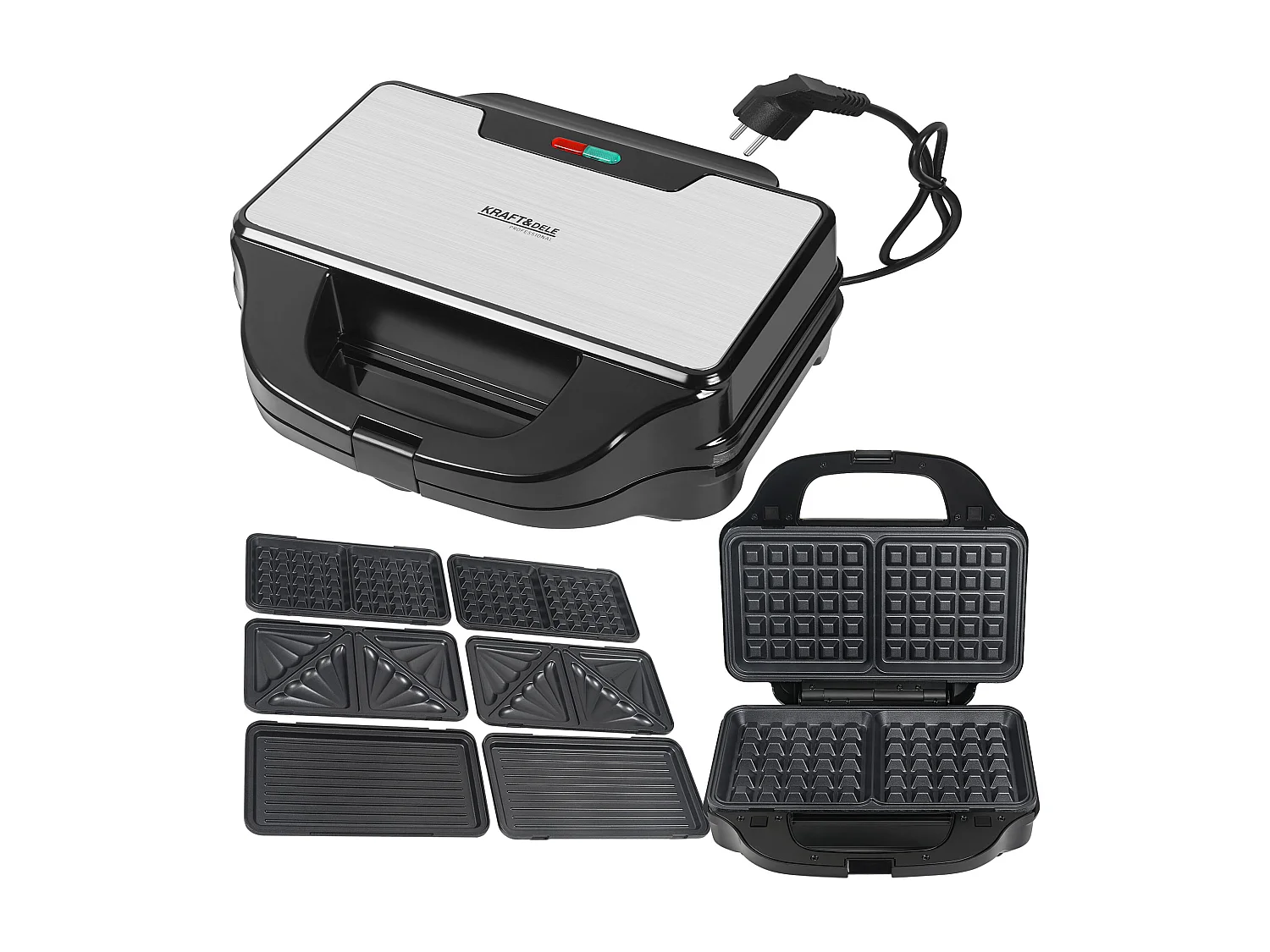 Aparato Multifunción Para Sándwich Croque Monsieur Con Gofrera 1500W