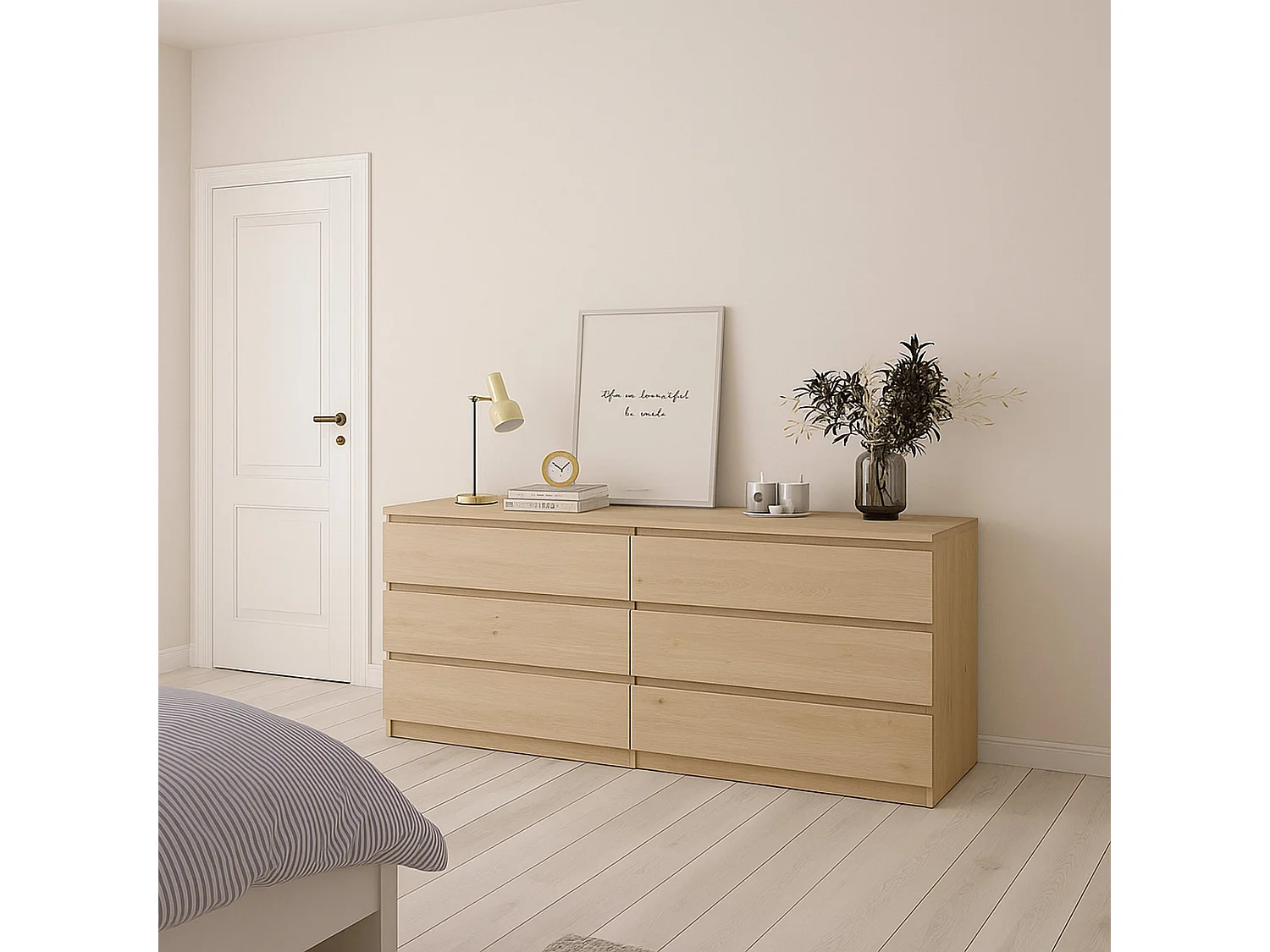 Dsaurin dressoir, Woonkamerbuffet, Woonkamerdressoir, Keukenkast, 154x50 h68 cm, Eiken