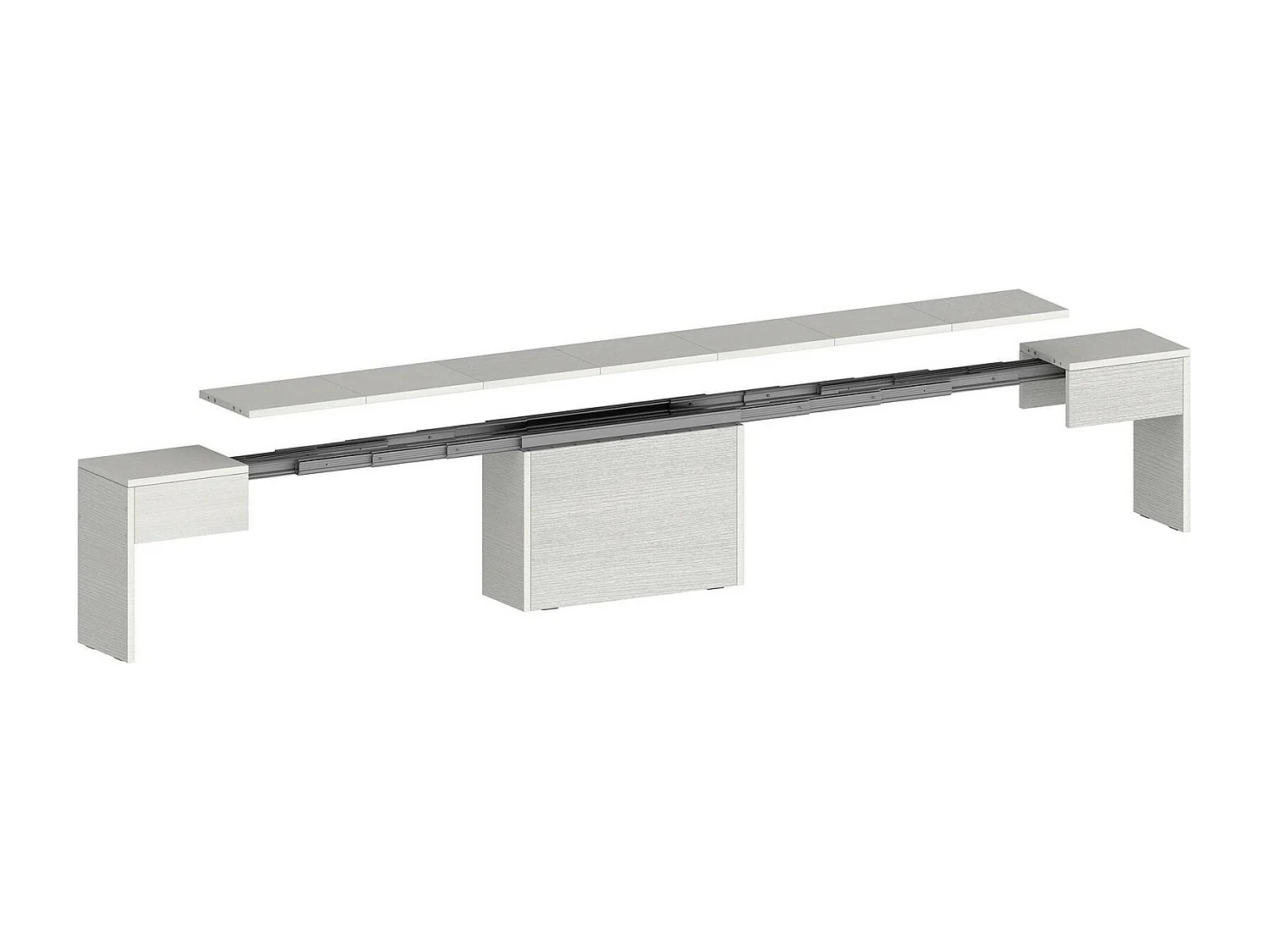 Banc Dollocol, Siège pour table à manger, Banc simple extensible, 290x25h45 cm, Blanc