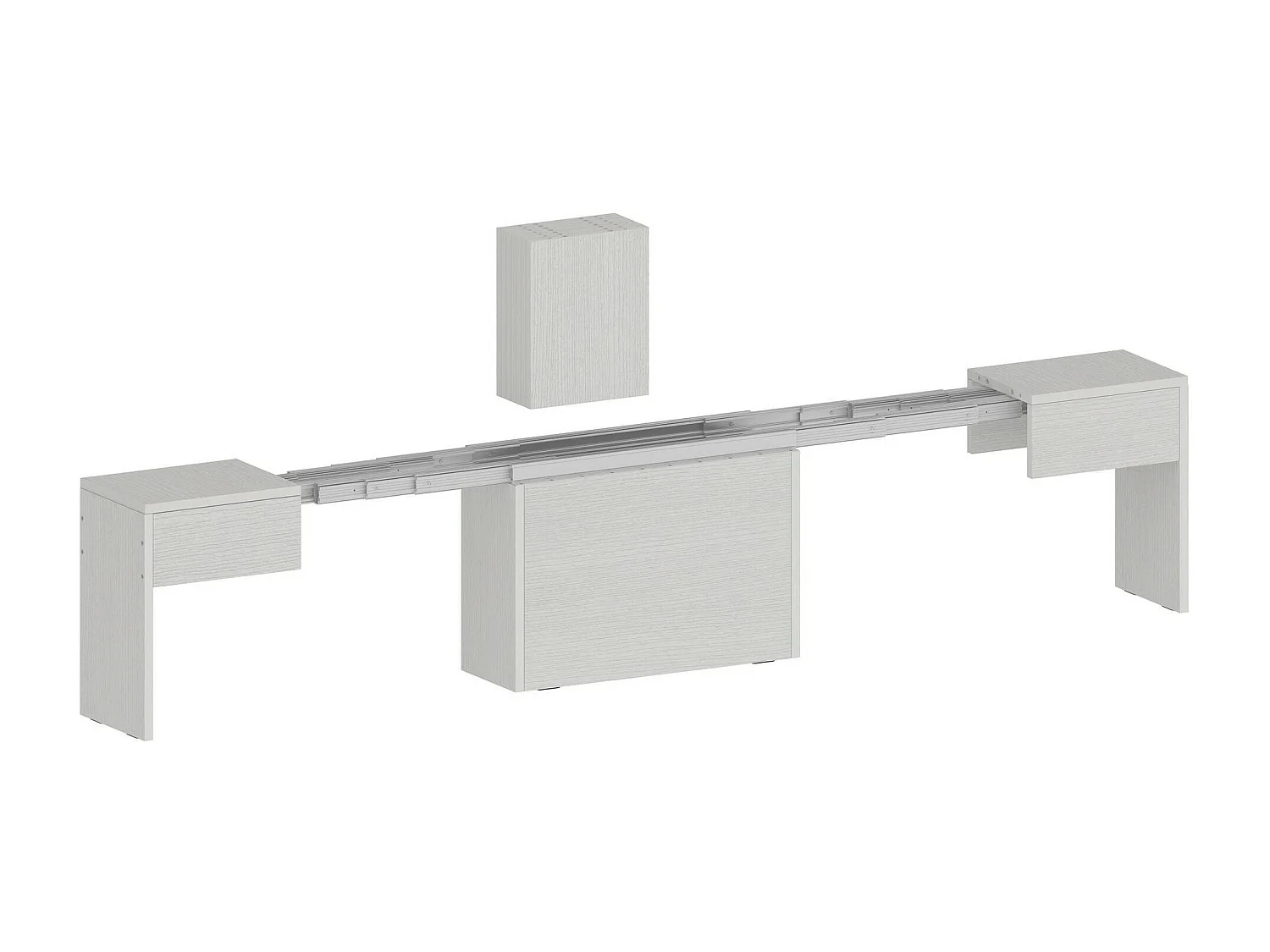 Banc Dollocol, Siège pour table à manger, Banc simple extensible, 290x25h45 cm, Blanc
