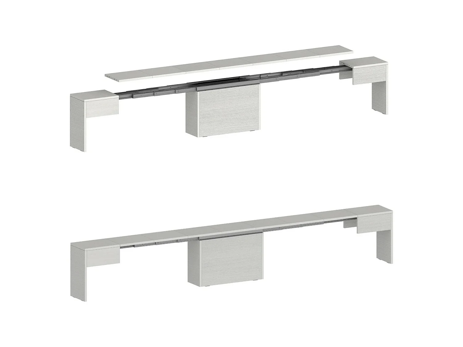 Banc Dollocol, Siège pour table à manger, Banc simple extensible, 290x25h45 cm, Blanc