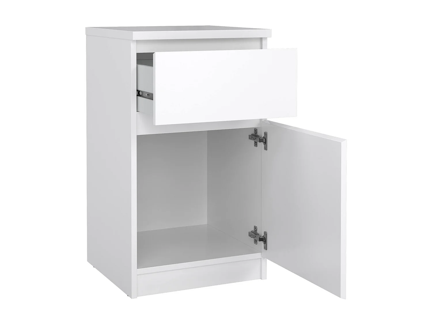 Chevet Francoise, Commode basse, Table de nuit, Étagère de chevet, 40x40 h70 cm, Blanc