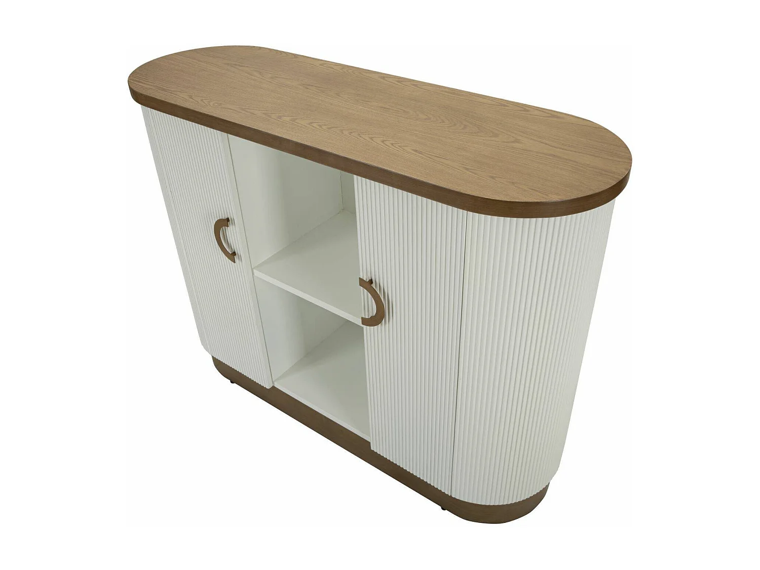 Ferrule dressoir, Woonkamerbuffet, Woonkamerdressoir, Keukenkast, 121x41 h90 cm, Wit en Bruin