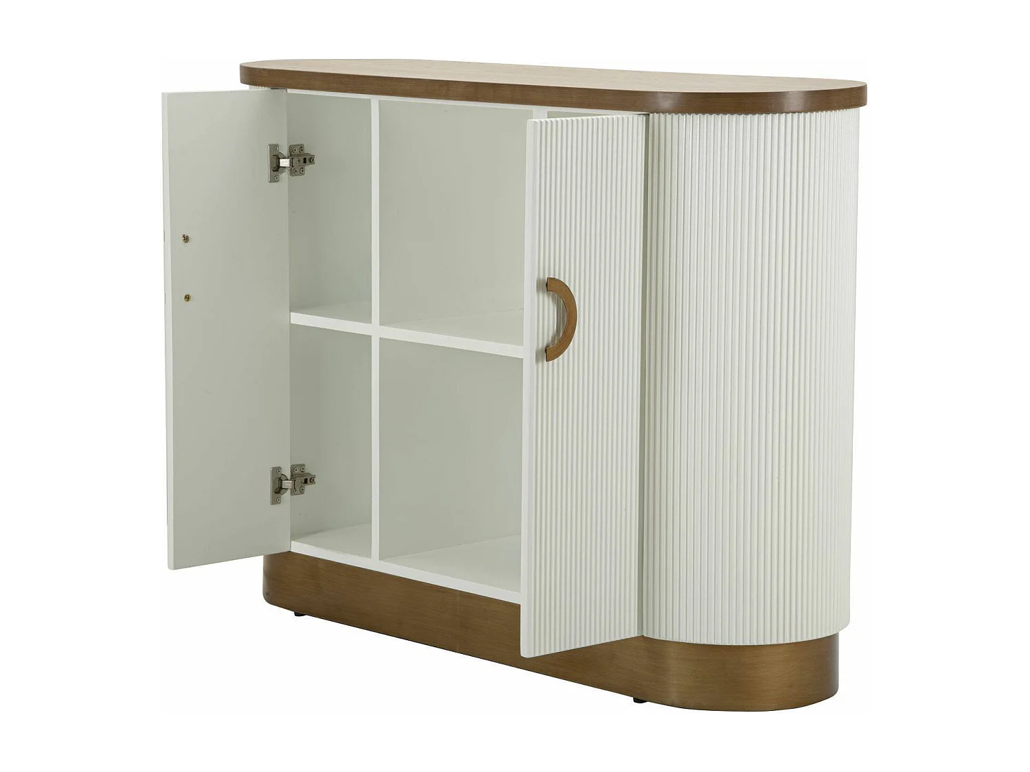 Buffet Ferrule, Buffet du salon, Commode de salon, Garde-manger de cuisine, 121x41 h90 cm, Blanc et marron