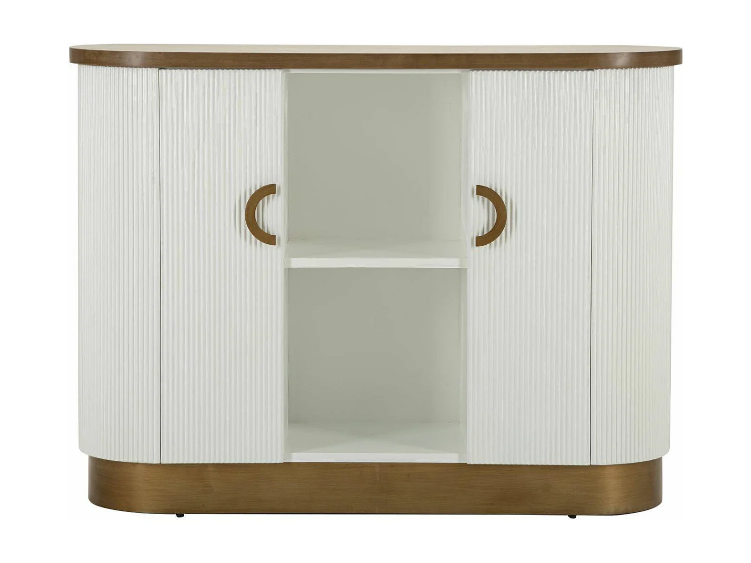 Buffet Ferrule, Buffet du salon, Commode de salon, Garde-manger de cuisine, 121x41 h90 cm, Blanc et marron