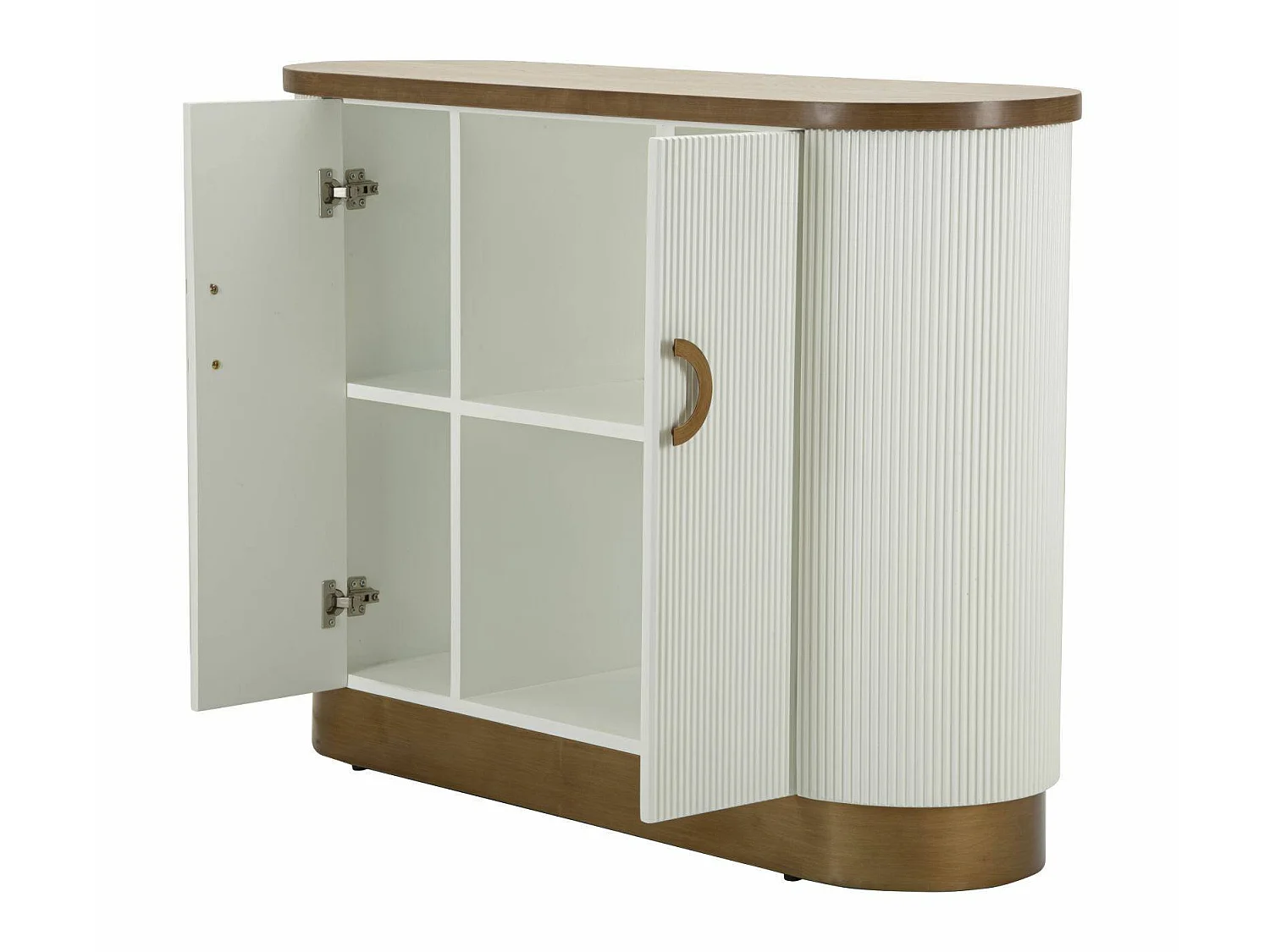 Buffet Ferrule, Buffet du salon, Commode de salon, Garde-manger de cuisine, 121x41 h90 cm, Blanc et marron