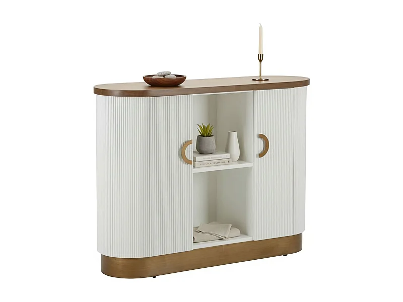 Buffet Ferrule, Buffet du salon, Commode de salon, Garde-manger de cuisine, 121x41 h90 cm, Blanc et marron