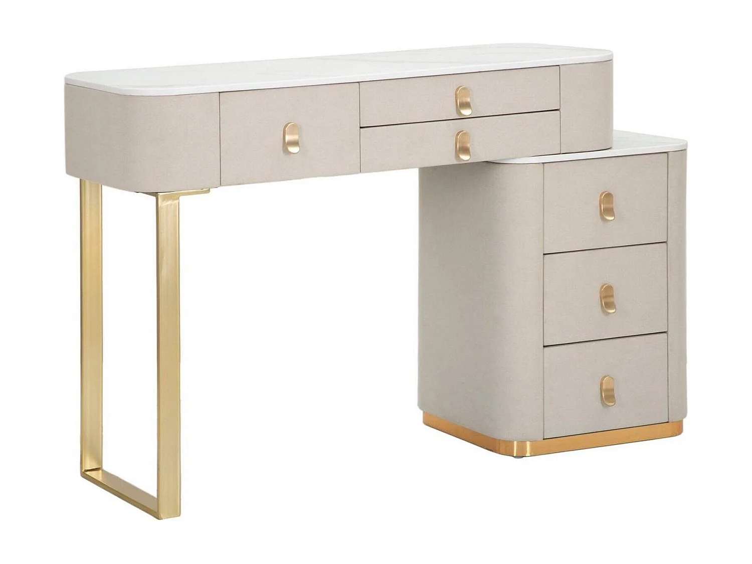 Apoteosi Bureau, Multifunctioneel bureau, PC-houder kantoortafel, Werkblad, 120x40 h75 cm, Crème en Goud