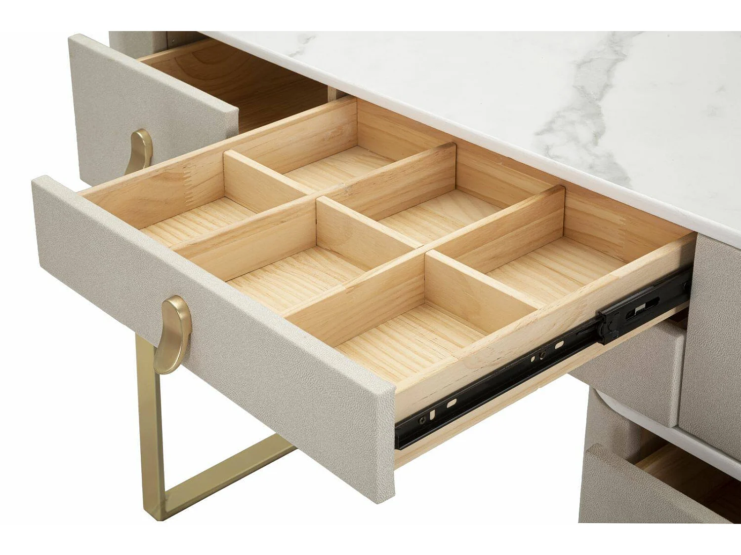 Apoteosi Bureau, Multifunctioneel bureau, PC-houder kantoortafel, Werkblad, 120x40 h75 cm, Crème en Goud