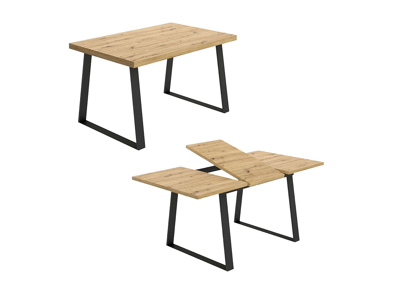 Darsla uitschuifbare tafel, Multifunctionele eetconsole, Rechthoekige keuken- of eetkamertafel, 160x90h75 cm, Nodi Eiken