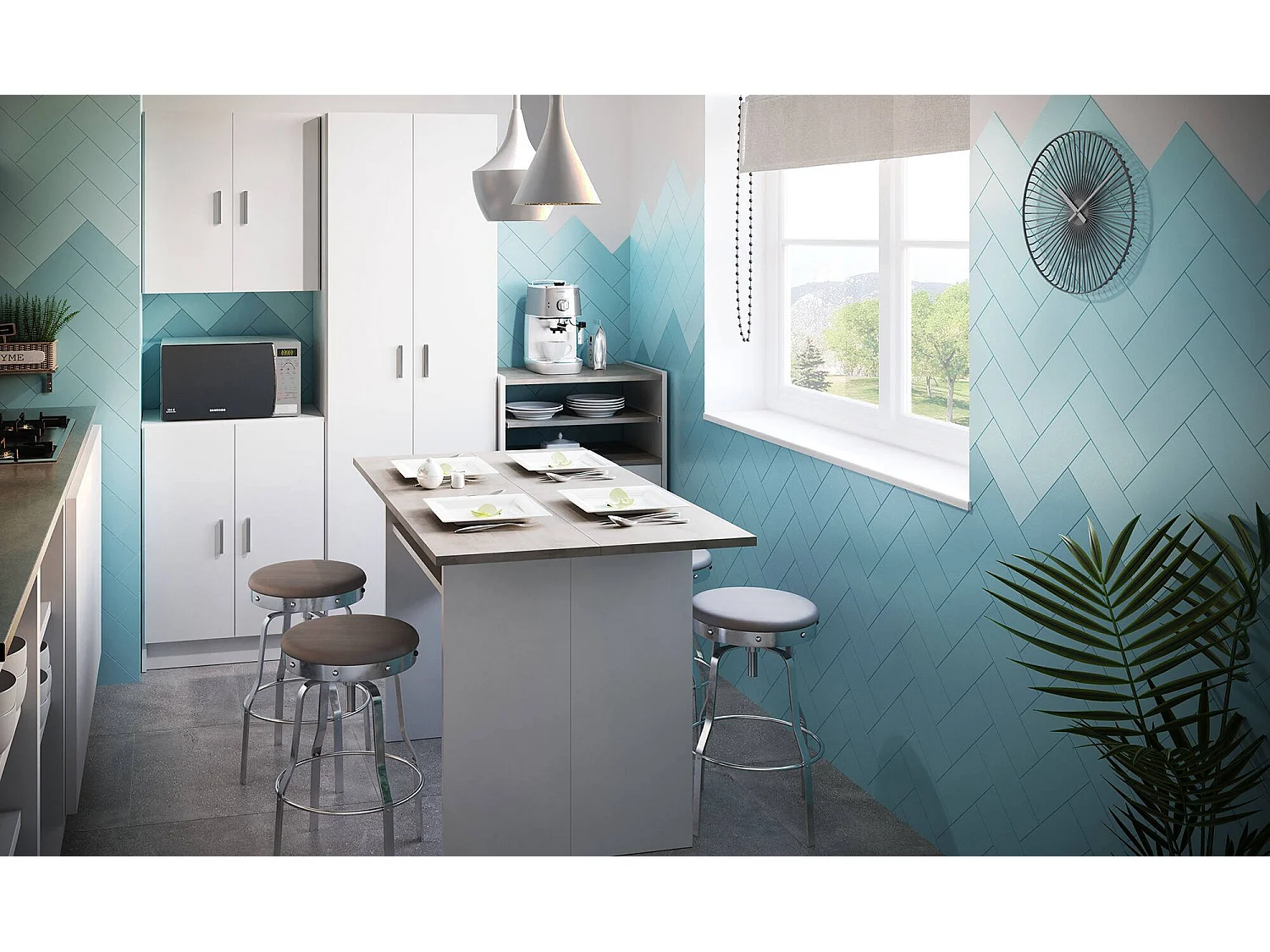 Carrello Akea, Ruote, 40x59x92h cm Bianco