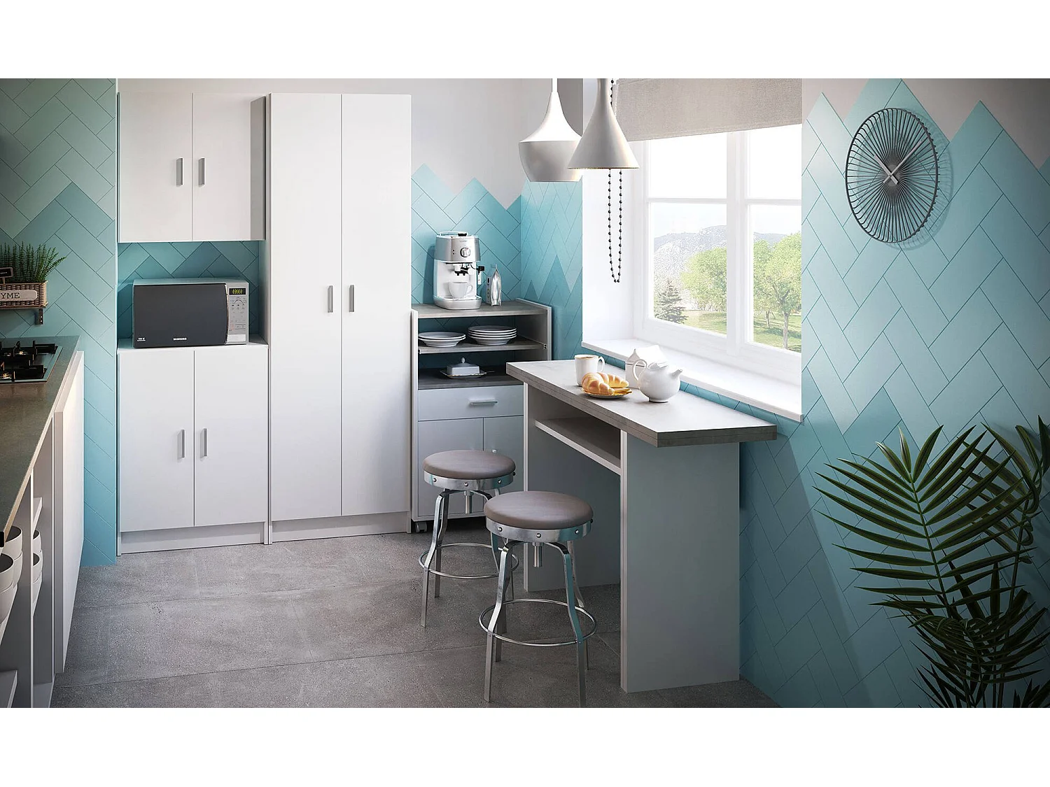 Carrello Akea, Ruote, 40x59x92h cm Bianco