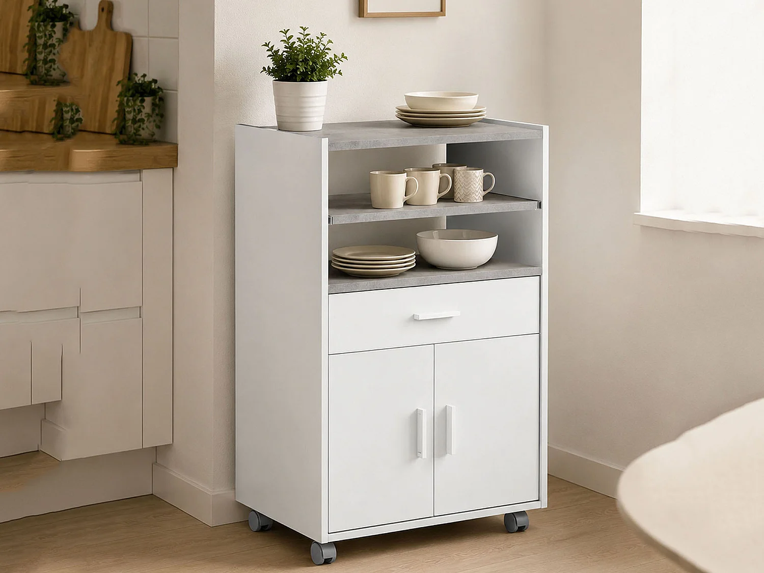 Carrello Akea, Ruote, 40x59x92h cm Bianco