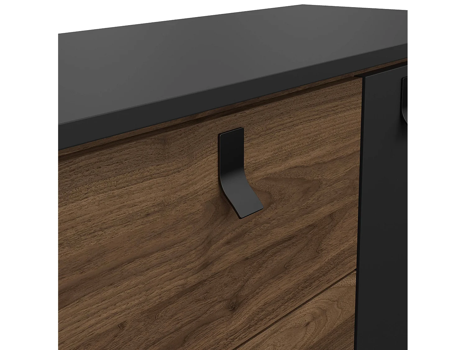 Aparador Dsavold, Buffet de sala, Aparador de sala, Despensa de cozinha, 150x40 h72 cm, Preto e Nogueira