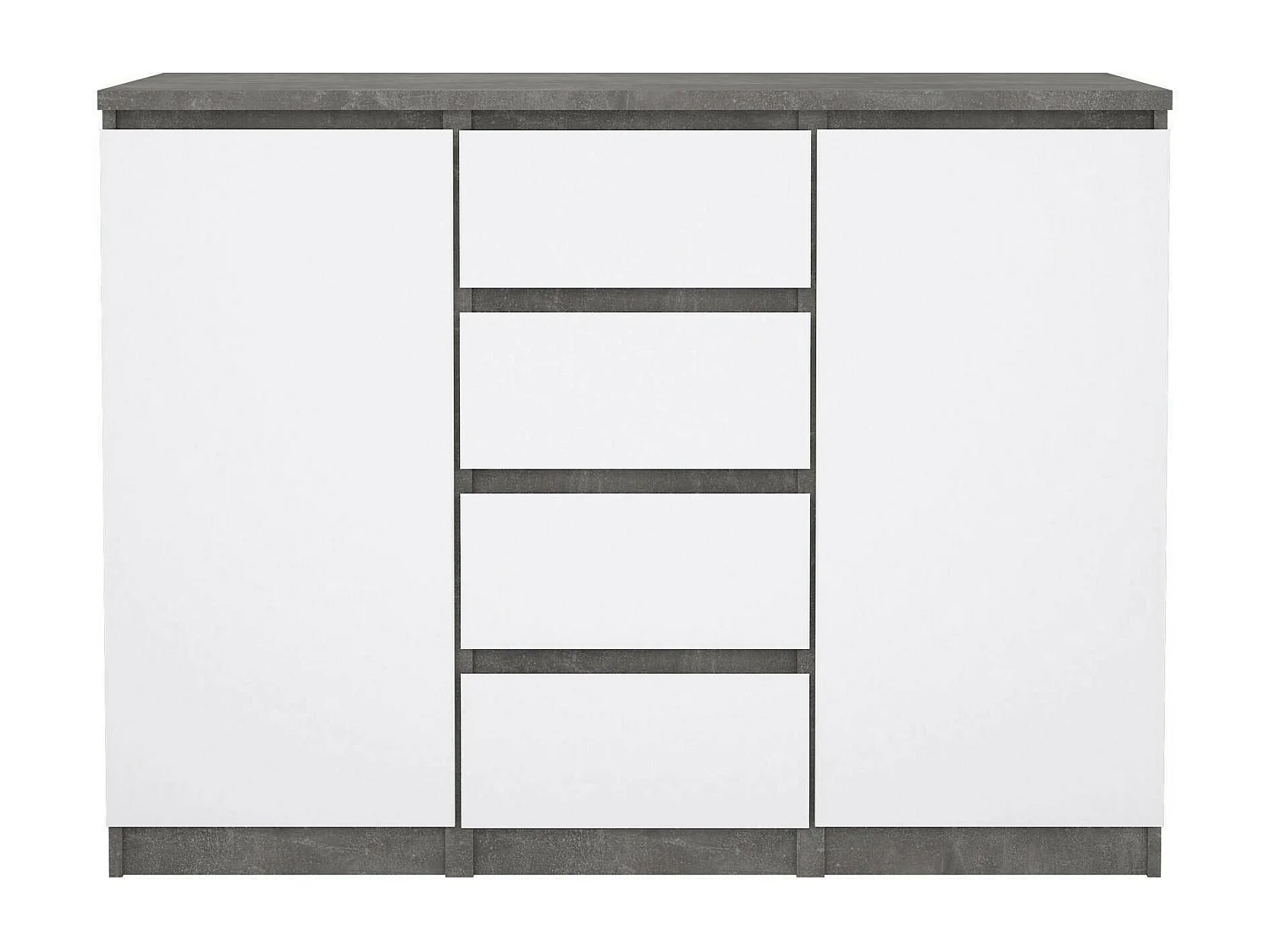 Buffet Dsalmas, Buffet du salon, Commode de salon, Garde-manger de cuisine, 121x50 h91 cm, Ciment et blanc
