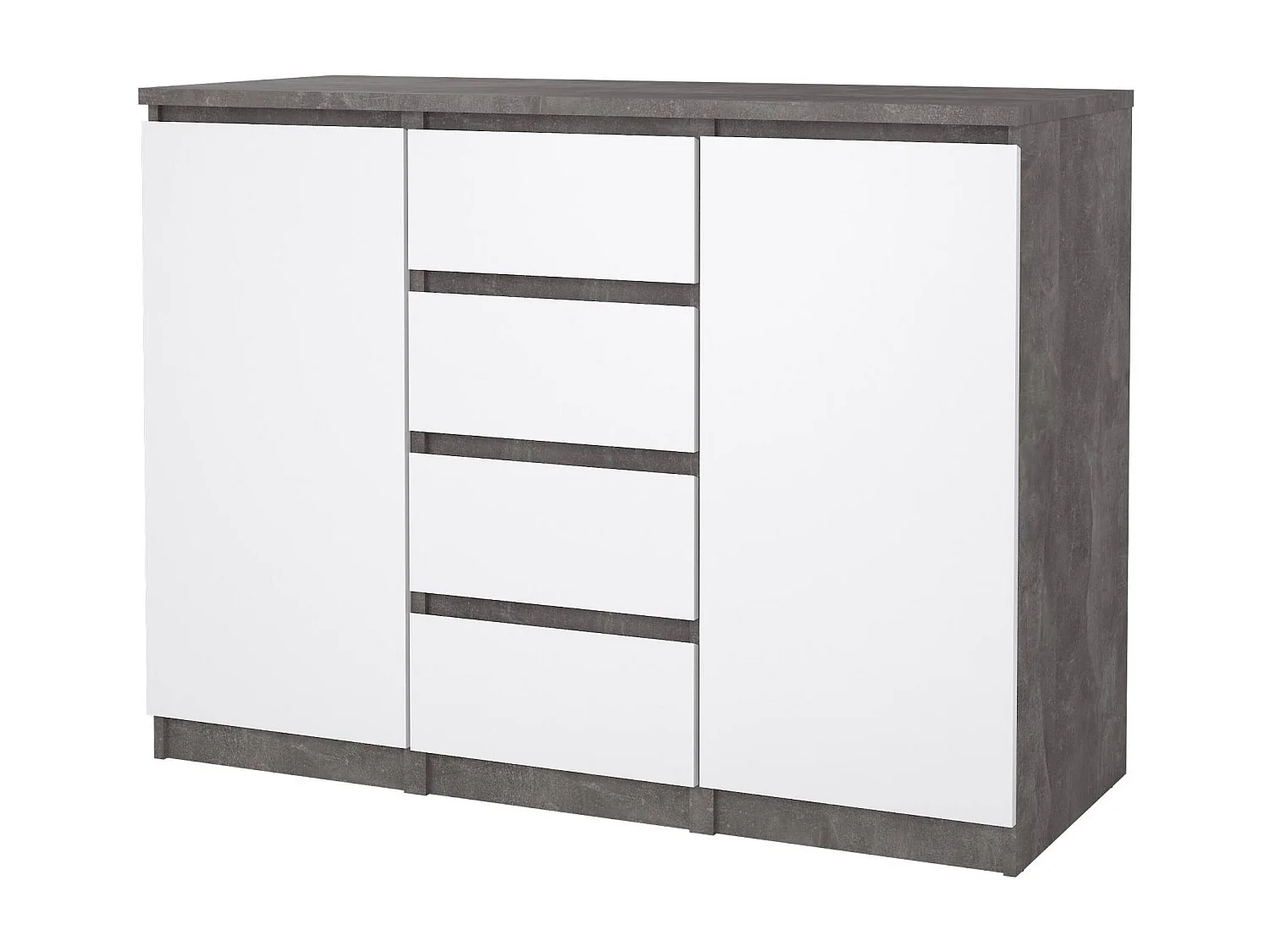 Buffet Dsalmas, Buffet du salon, Commode de salon, Garde-manger de cuisine, 121x50 h91 cm, Ciment et blanc
