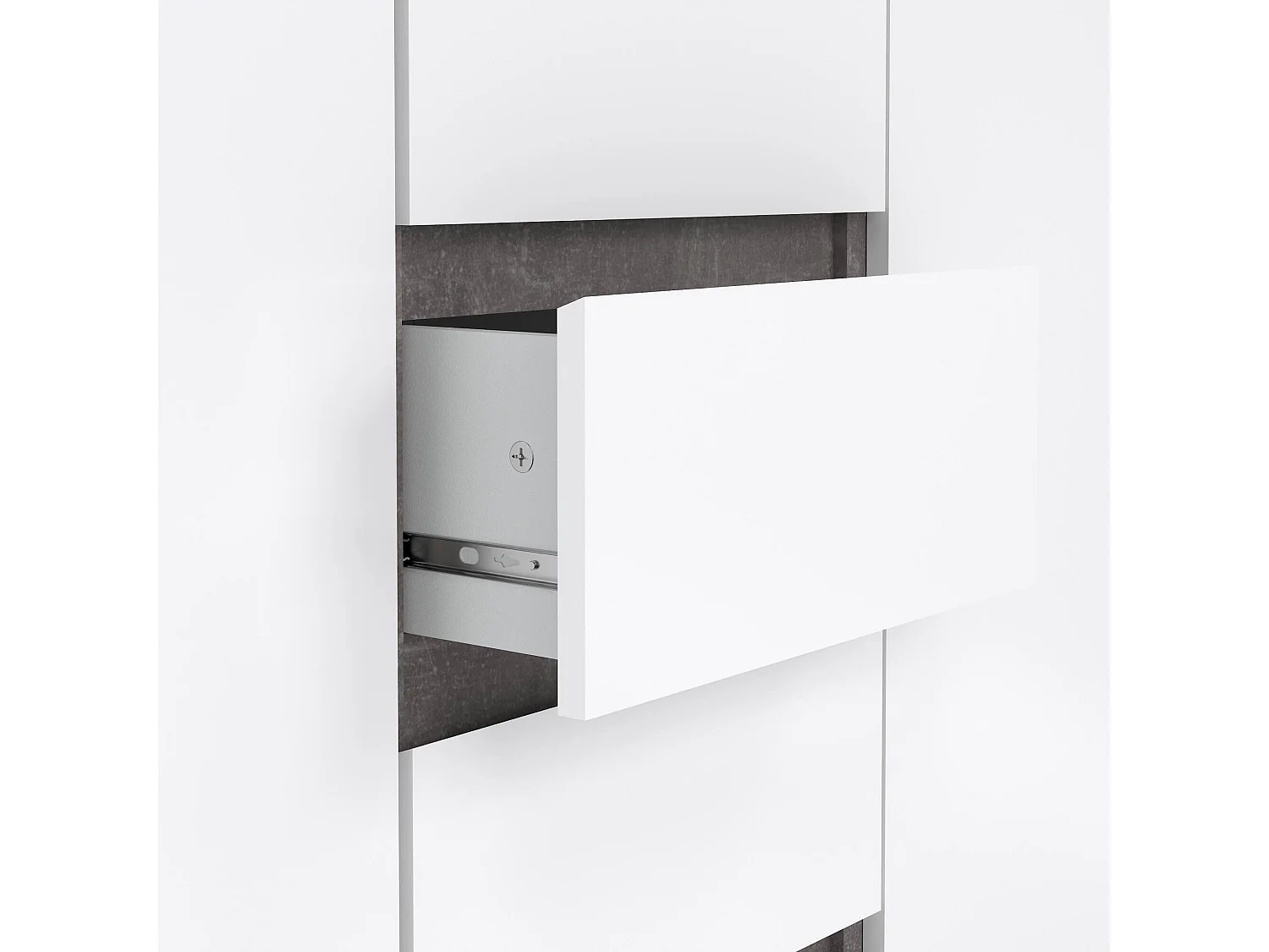 Buffet Dsalmas, Buffet du salon, Commode de salon, Garde-manger de cuisine, 121x50 h91 cm, Ciment et blanc