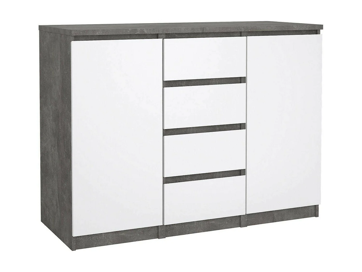 Buffet Dsalmas, Buffet du salon, Commode de salon, Garde-manger de cuisine, 121x50 h91 cm, Ciment et blanc