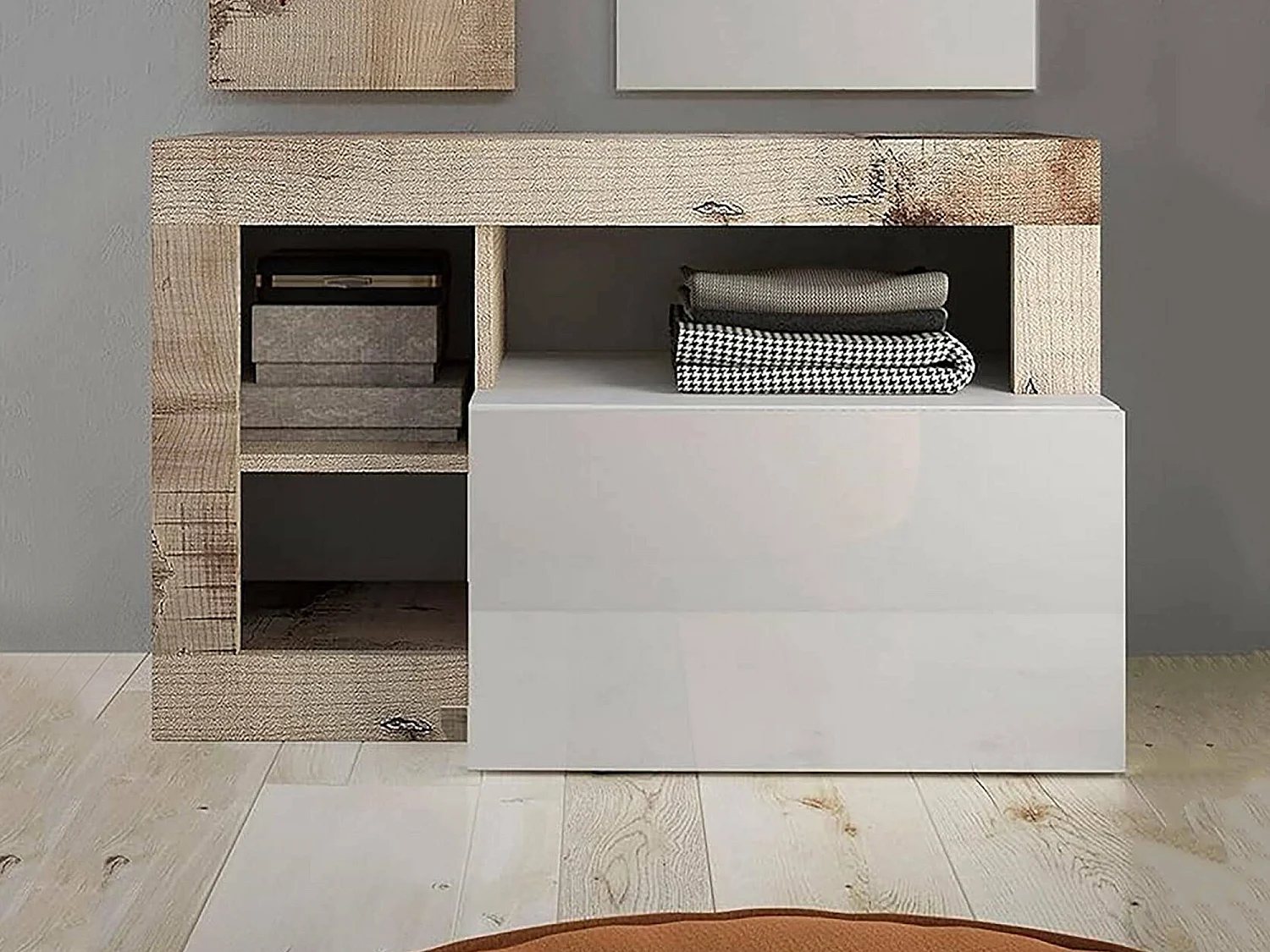 Sapateira Adonide, 3 pares, fabricada na Itália, 91x35x58h cm, branco brilhante, móvel porta-sapatos, 2 prateleiras, 1 porta