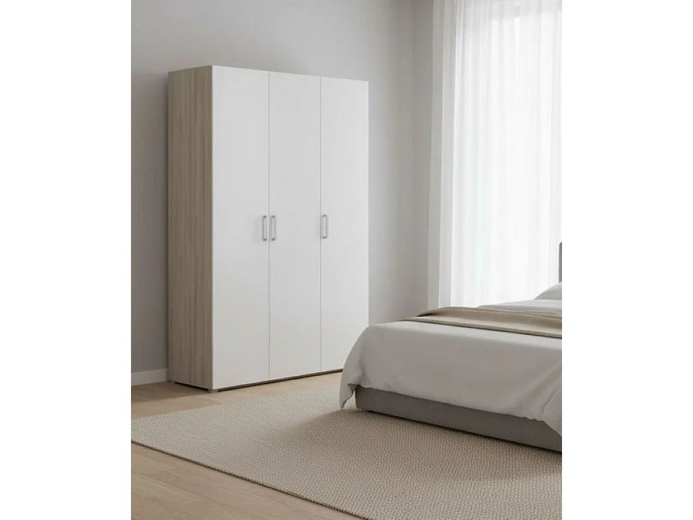 Dmatild grote kledingkast, Slaapkamermeubel, Inloopkast, Kledingkast, 119x51 h185 cm, Eiken en mat wit