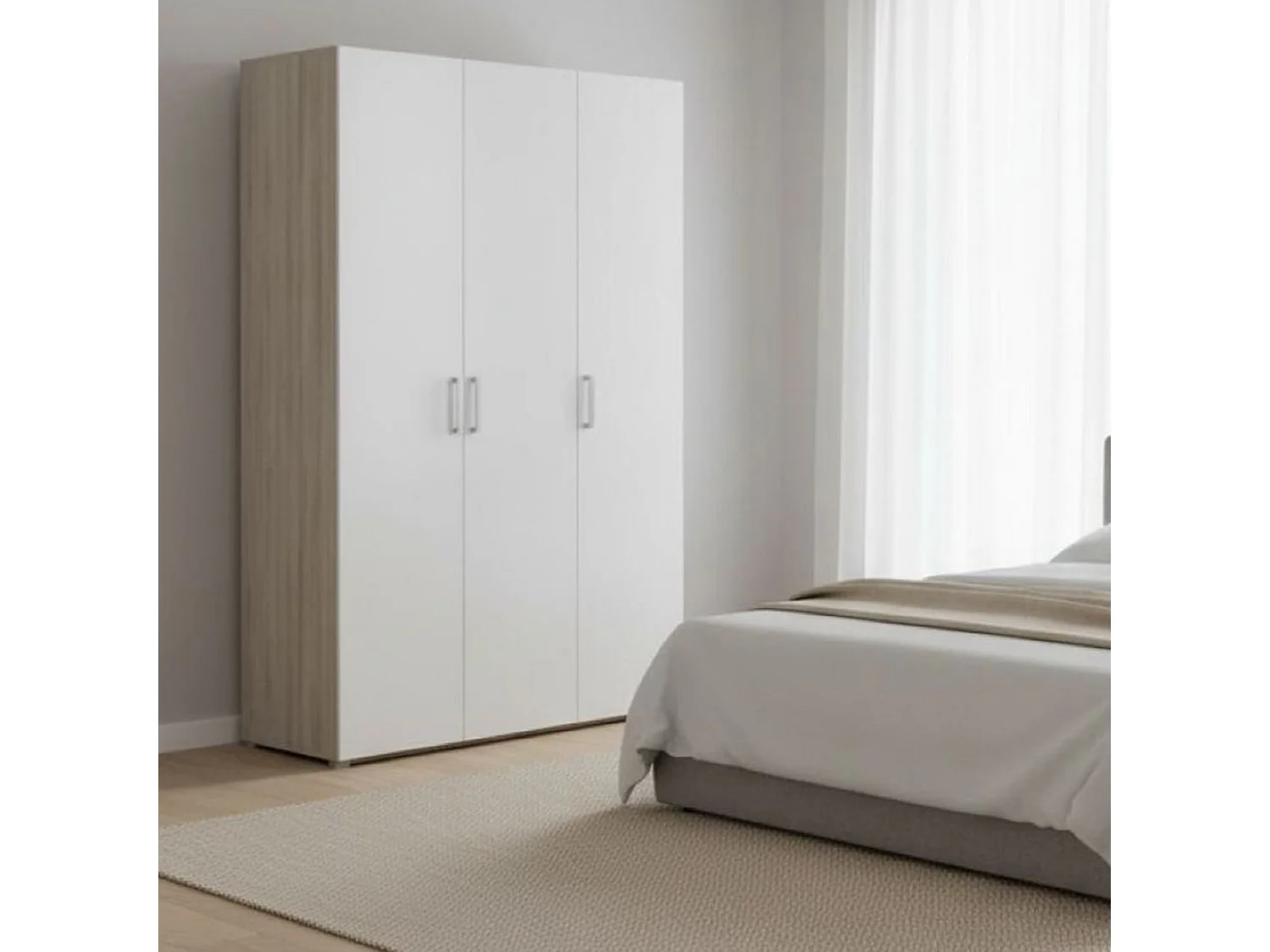 Armário grande Dmatild, Móveis de quarto, Armário, Armário de roupa, 119x51 h185 cm, Carvalho e branco mate