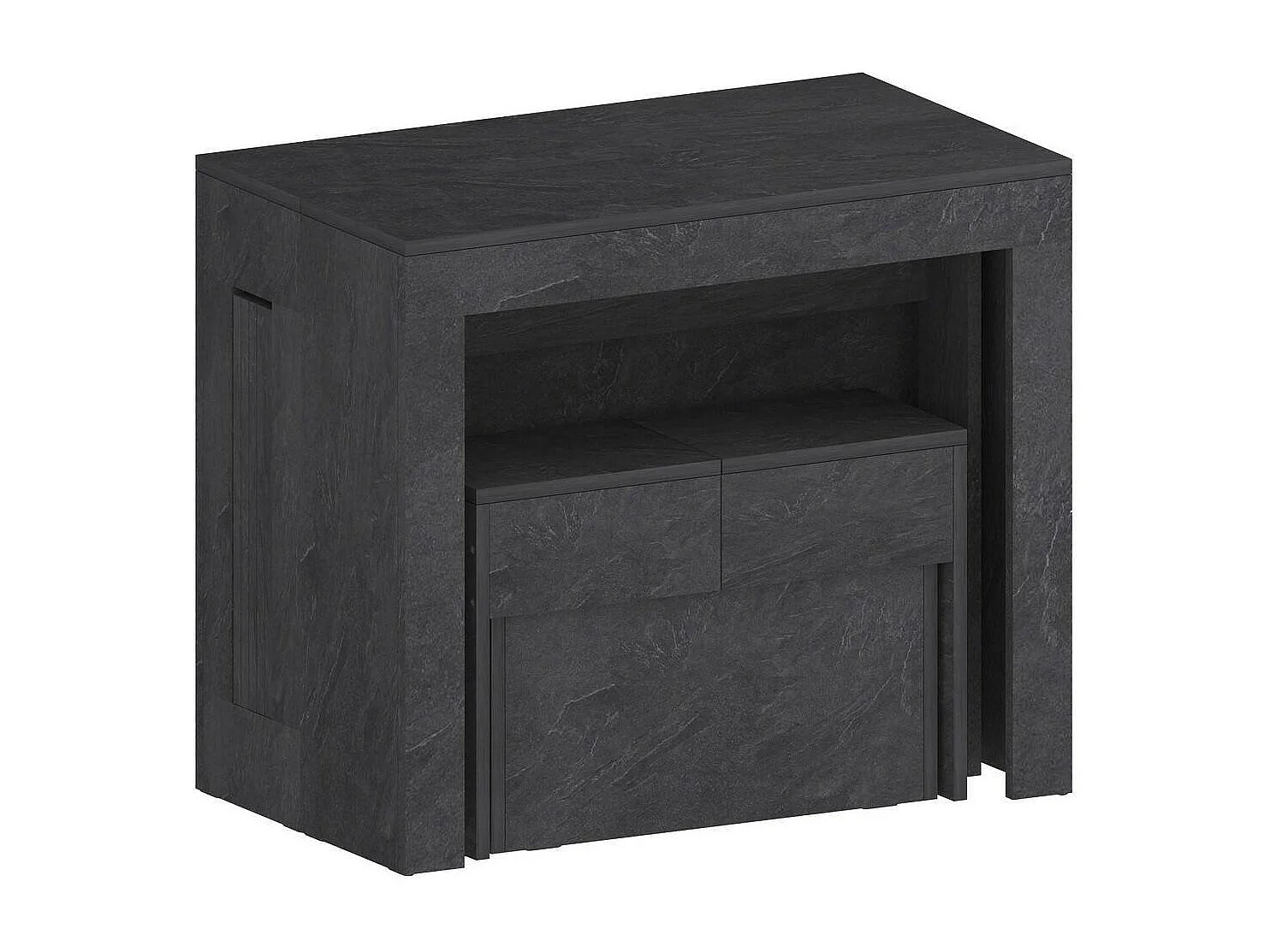 Banc Dollocol, Siège pour table à manger, Banc simple extensible, 290x25h45 cm, Ardoise