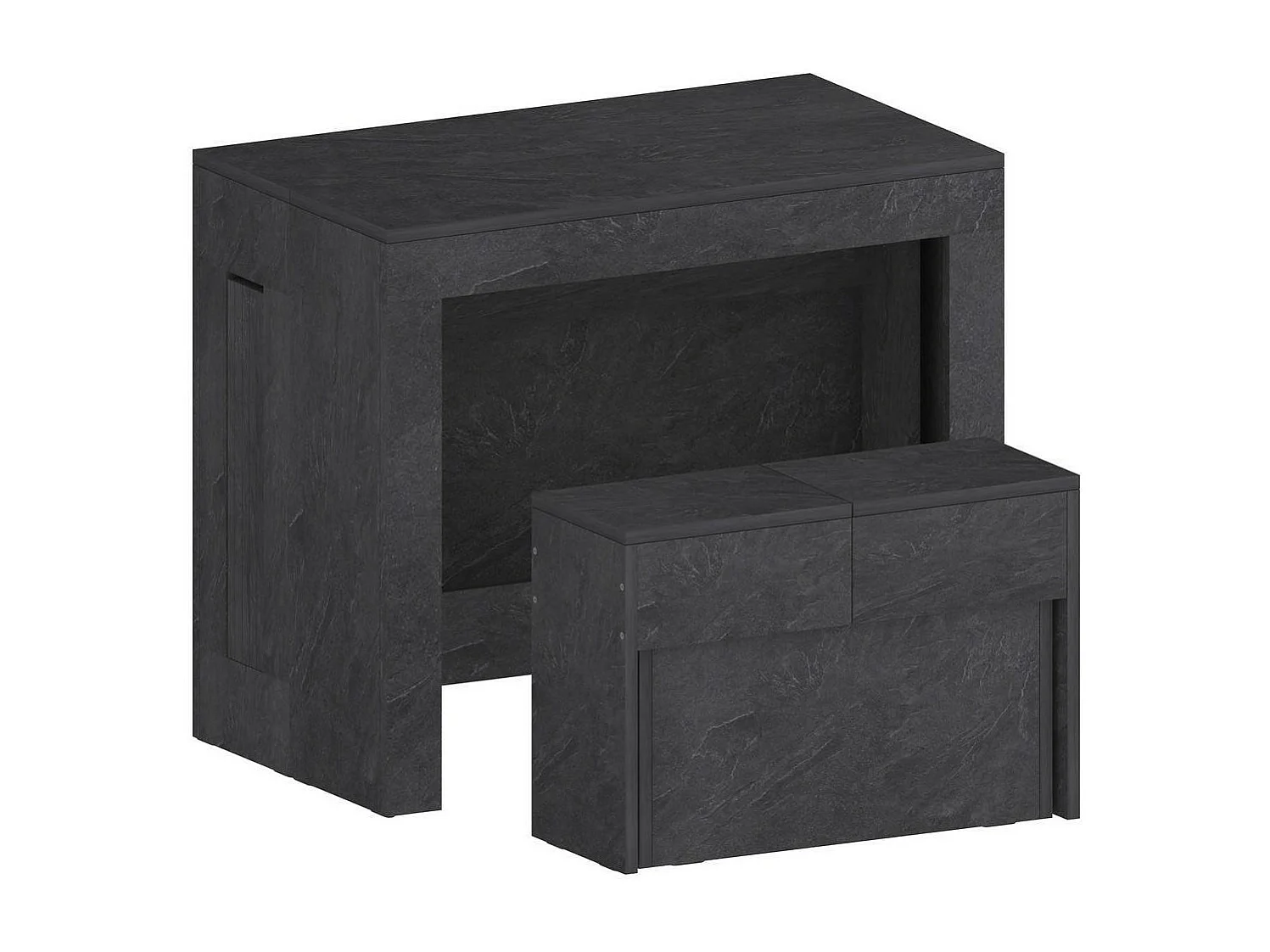 Banc Dollocol, Siège pour table à manger, Banc simple extensible, 290x25h45 cm, Ardoise