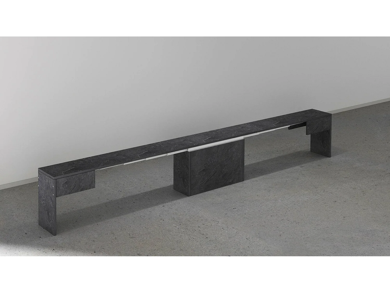 Banco Dollocol, Assento para mesa de jantar, Banco único extensível, 290x25h45 cm, Ardósia