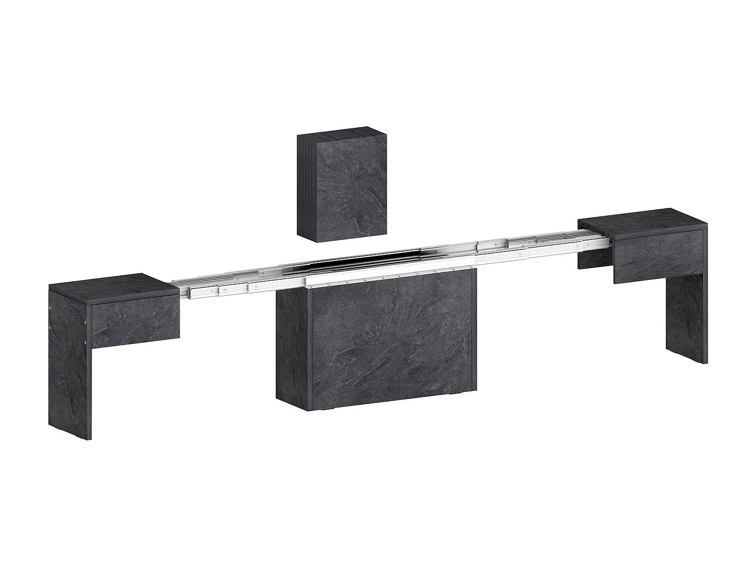 Banc Dollocol, Siège pour table à manger, Banc simple extensible, 290x25h45 cm, Ardoise