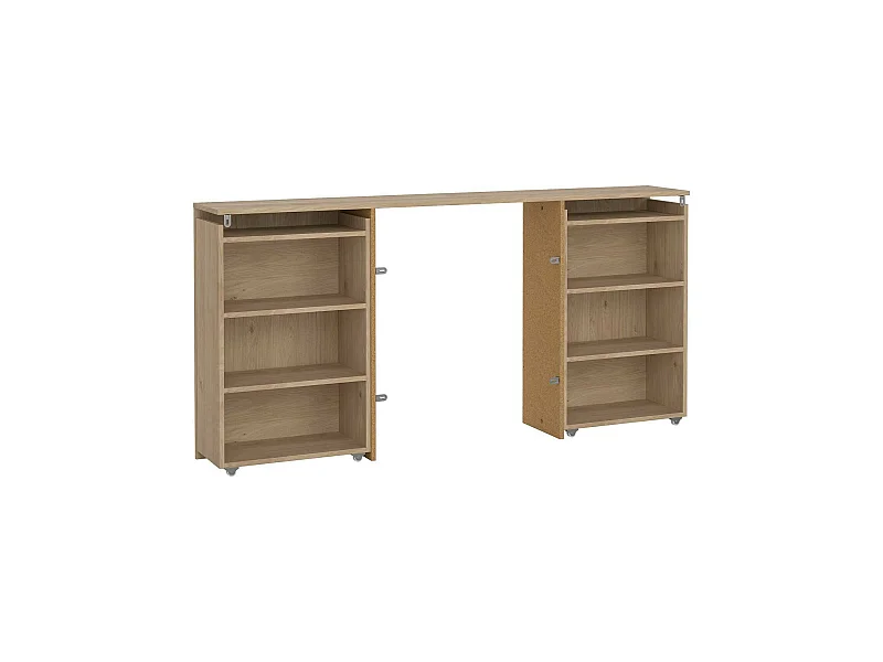 Chevet Drubb, Commode basse, Table de nuit, Étagère de chevet, 165x26 h80 cm, Chêne clair