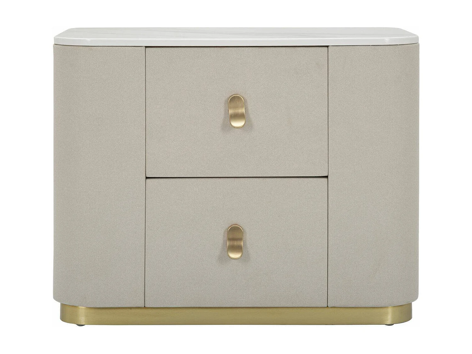 Chevet Christov, Commode basse, Table de nuit, Étagère de chevet, 60x40 h47 cm, Crème et Or