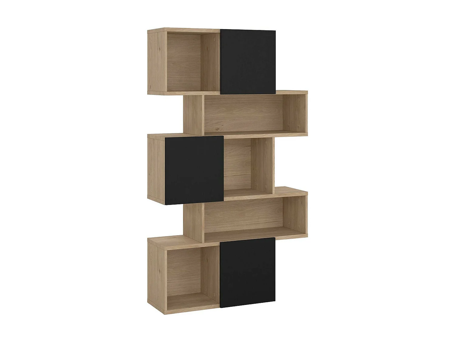 Bibliothèque Dsangall, Etagère de bureau, Porte-livre mobile, Librairie, 96x32 h166 cm, Chêne et Noir