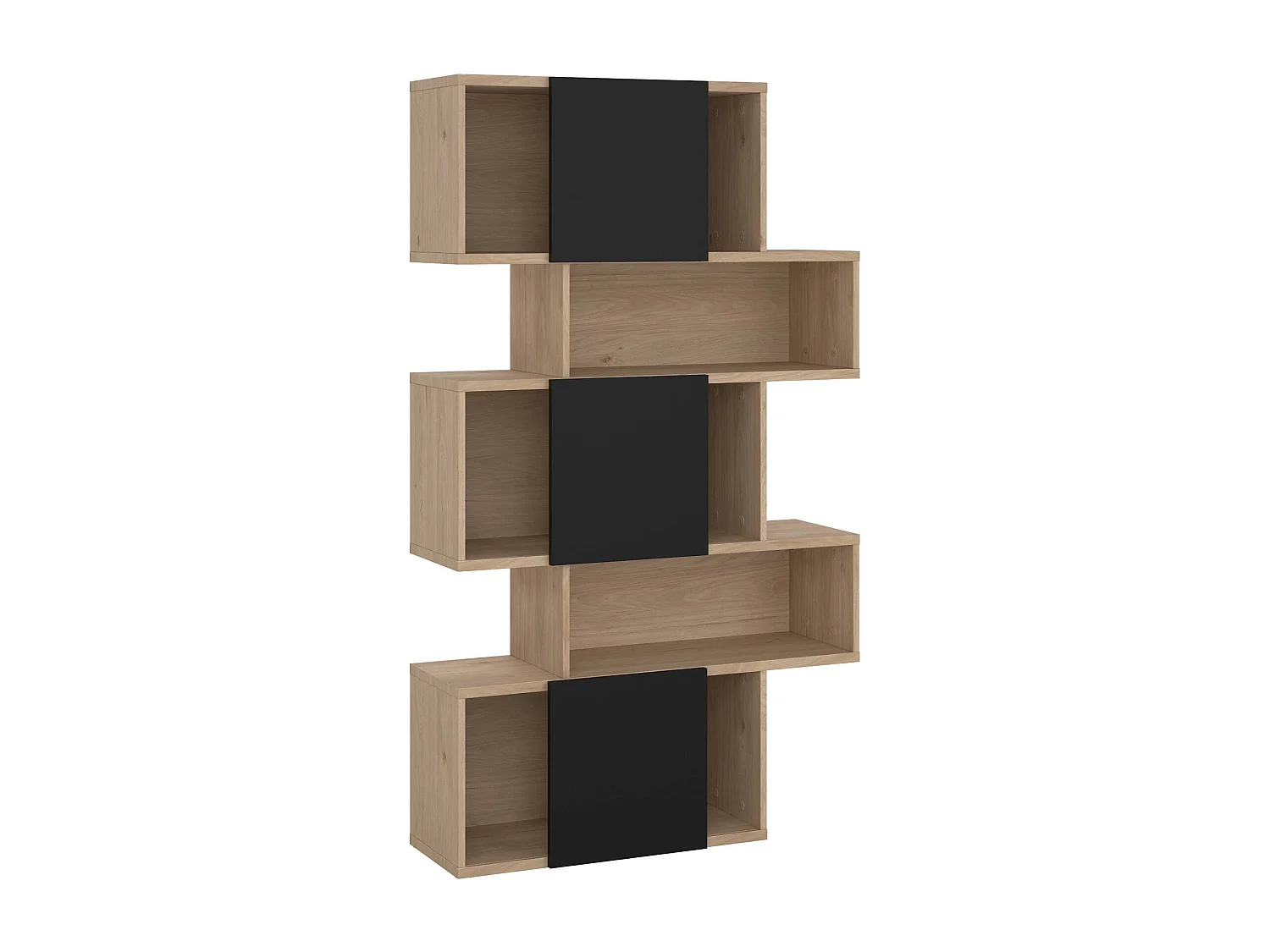 Bibliothèque Dsangall, Etagère de bureau, Porte-livre mobile, Librairie, 96x32 h166 cm, Chêne et Noir