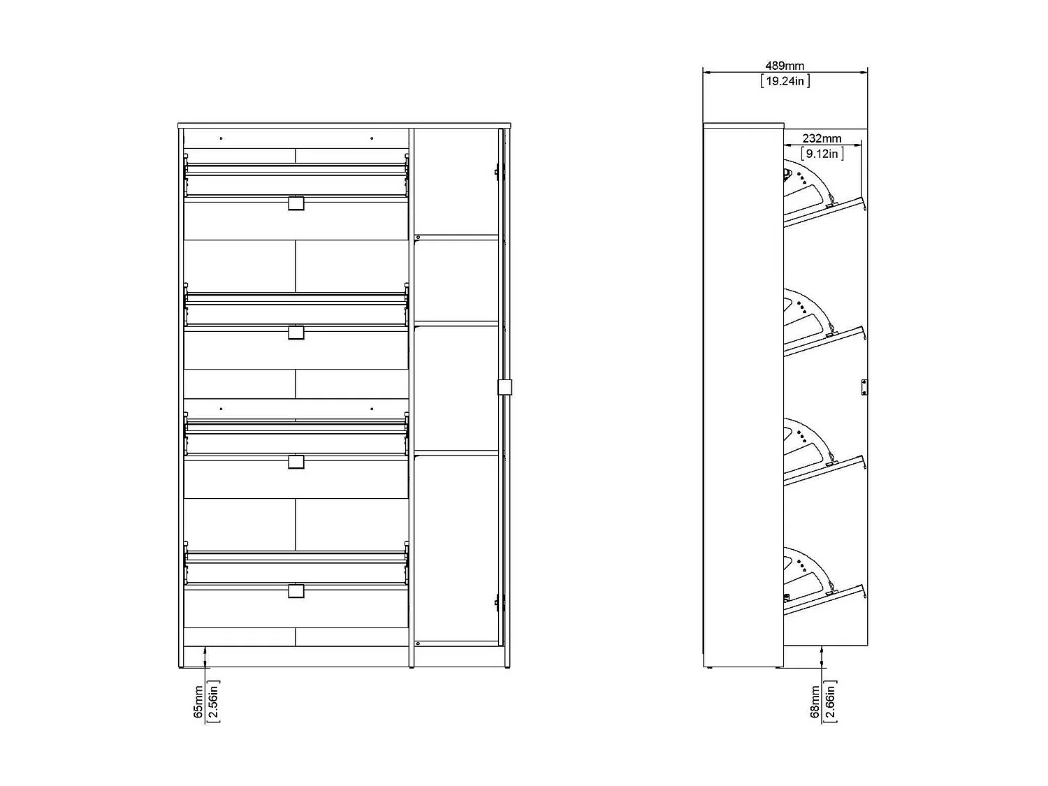 Meuble à chaussures Acino, 24 paires, 24x99x162h cm Chêne brun, Rangement chaussures