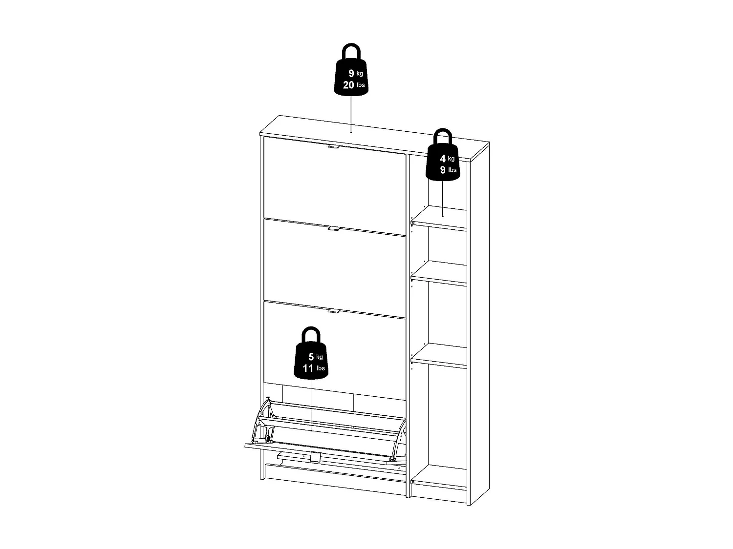 Scarpiera Acino, 24 Paia, 24x99x162h cm Marrone Quercia, Mobile Portascarpe
