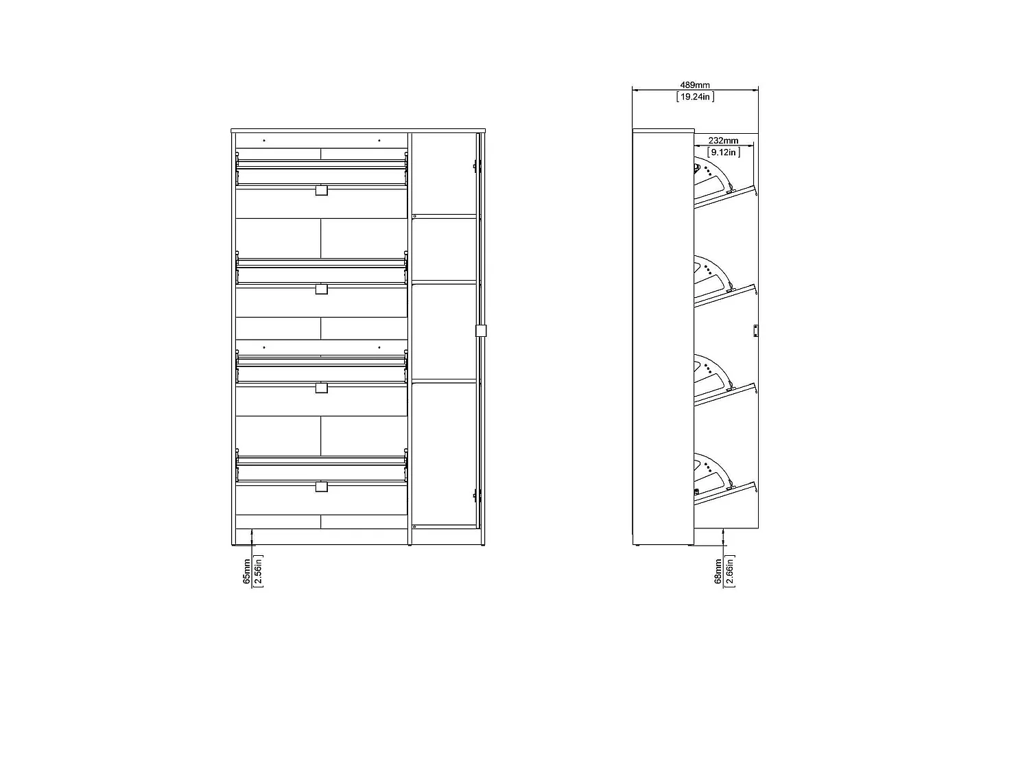 Meuble à chaussures Acino, 24 paires, 24x99x162h cm Chêne brun, Rangement chaussures