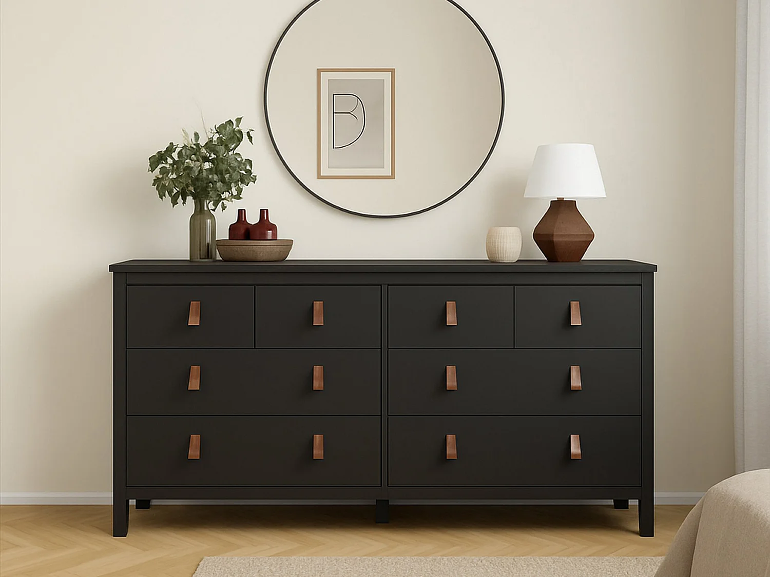 Buffet Dsanton, Buffet du salon, Commode de salon, Garde-manger de cuisine, 160x38 h80 cm, Noir