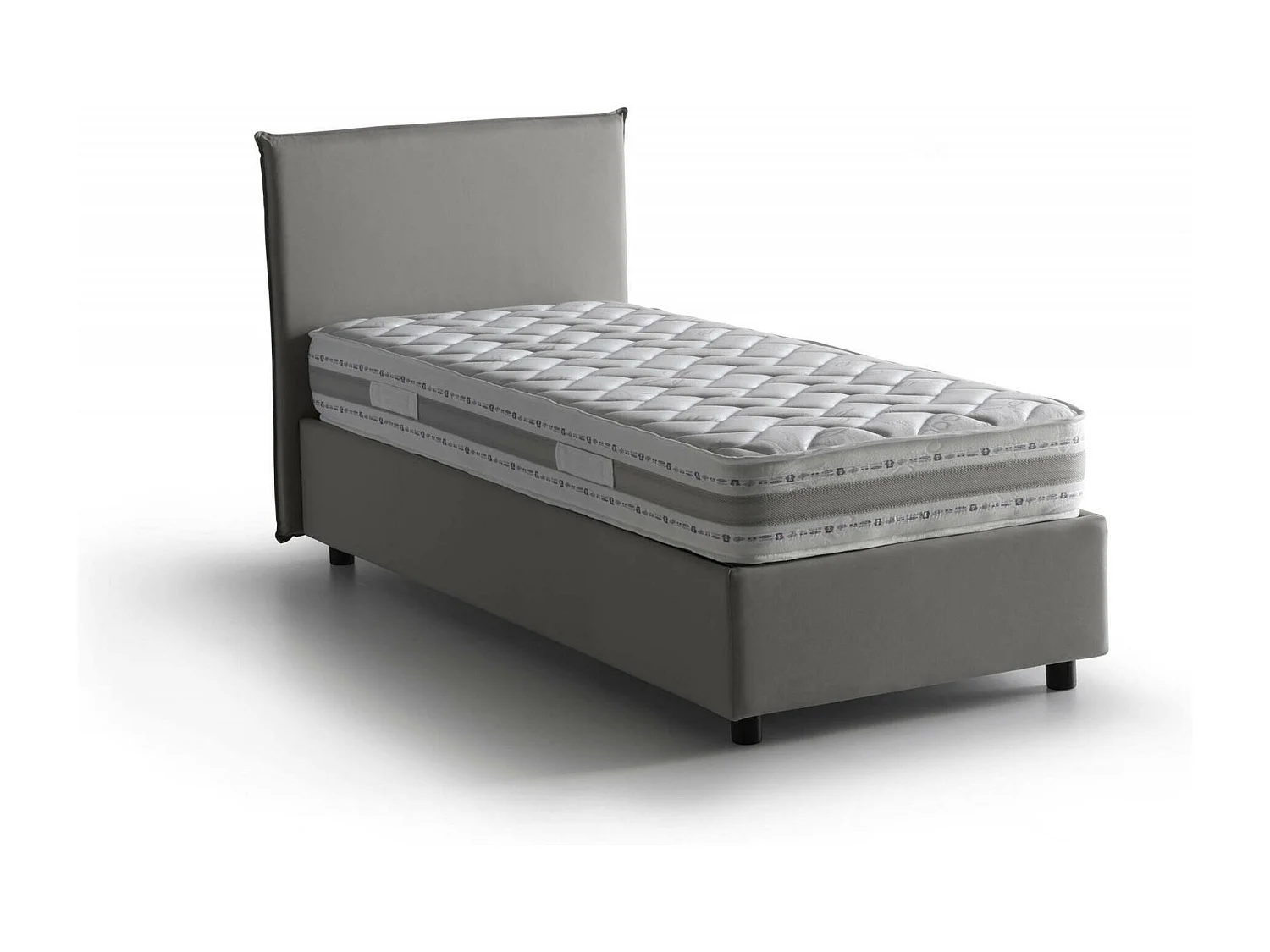 Lit simple Dbaston, Lit coffre avec revêtement en tissu, 100% Made in Italy, Ouverture frontale, avec matelas 90x200 cm inclus, Gris