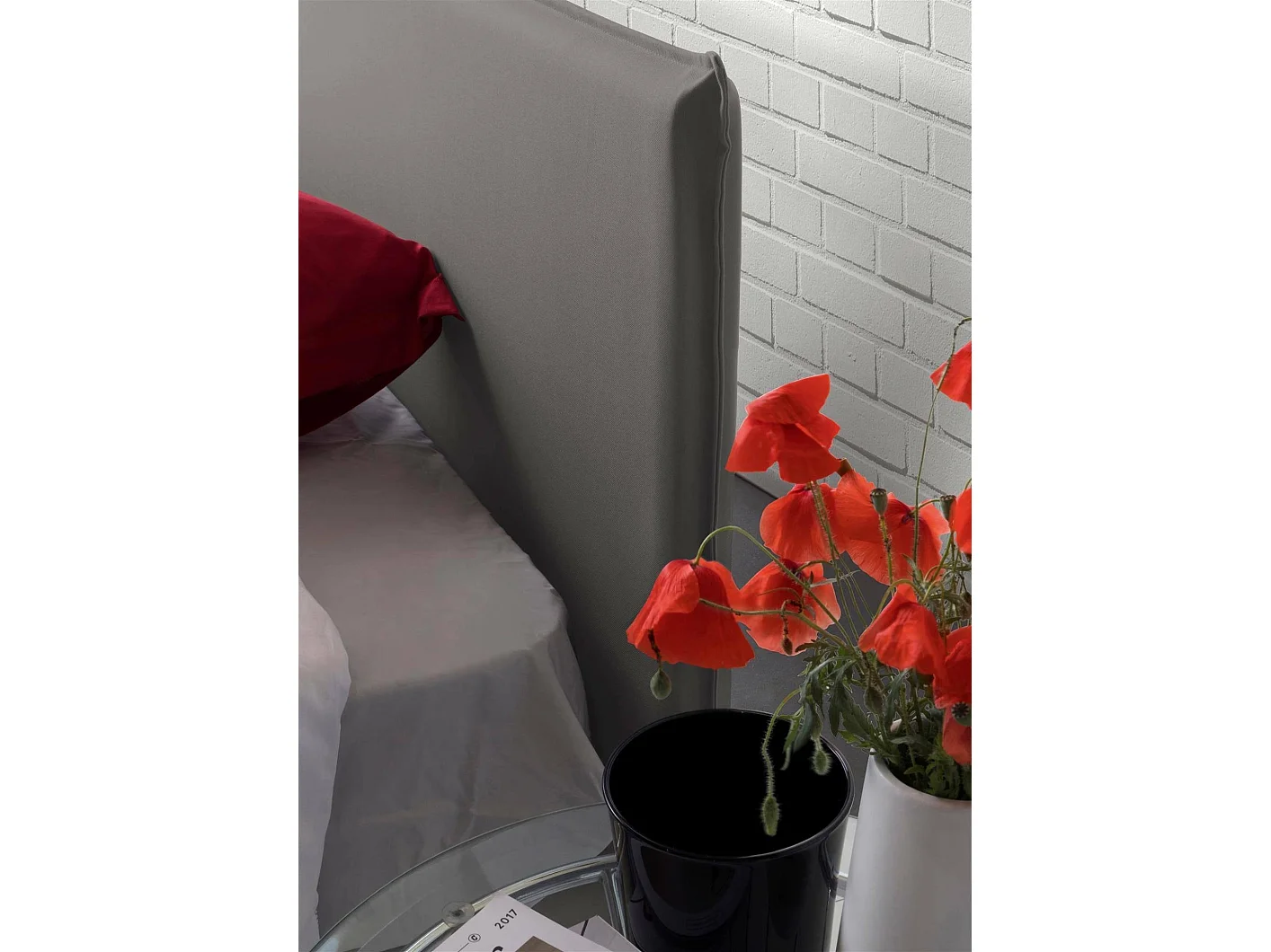Lit simple Dbaston, Lit coffre avec revêtement en tissu, 100% Made in Italy, Ouverture frontale, avec matelas 90x200 cm inclus, Gris